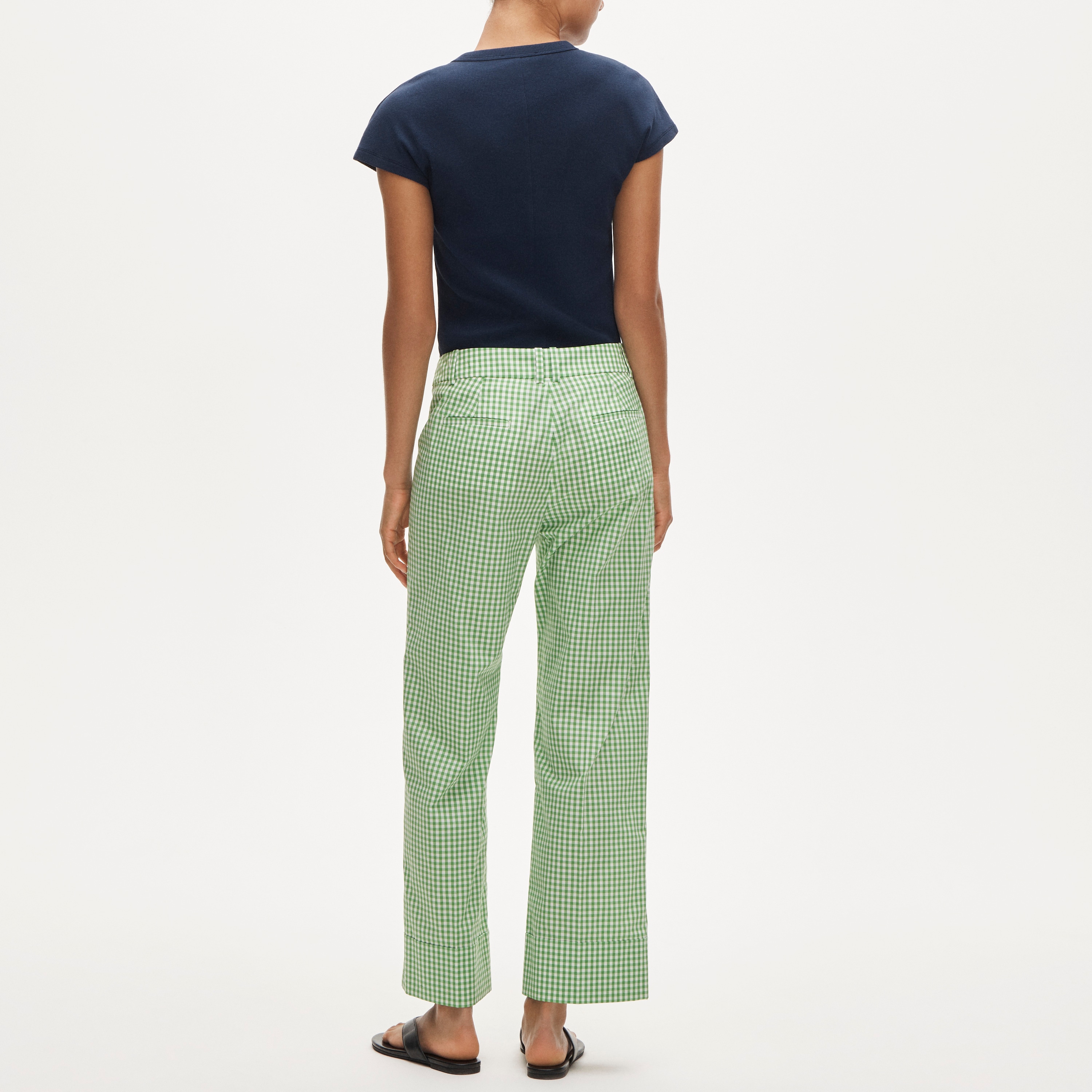 Cuffed gingham taffeta pant