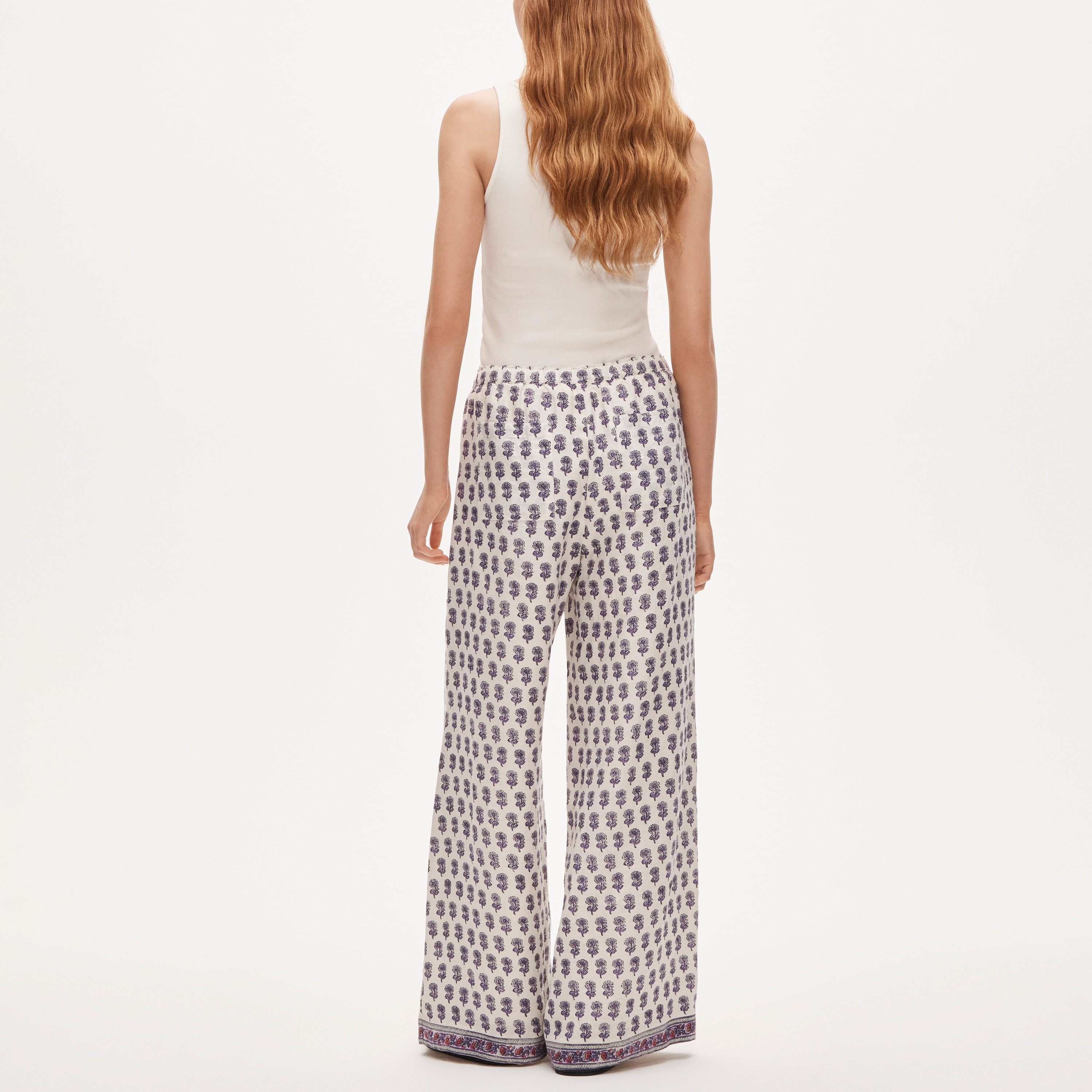 Wide-leg Linen Pant In Lilac Block Print For Women | J.Crew