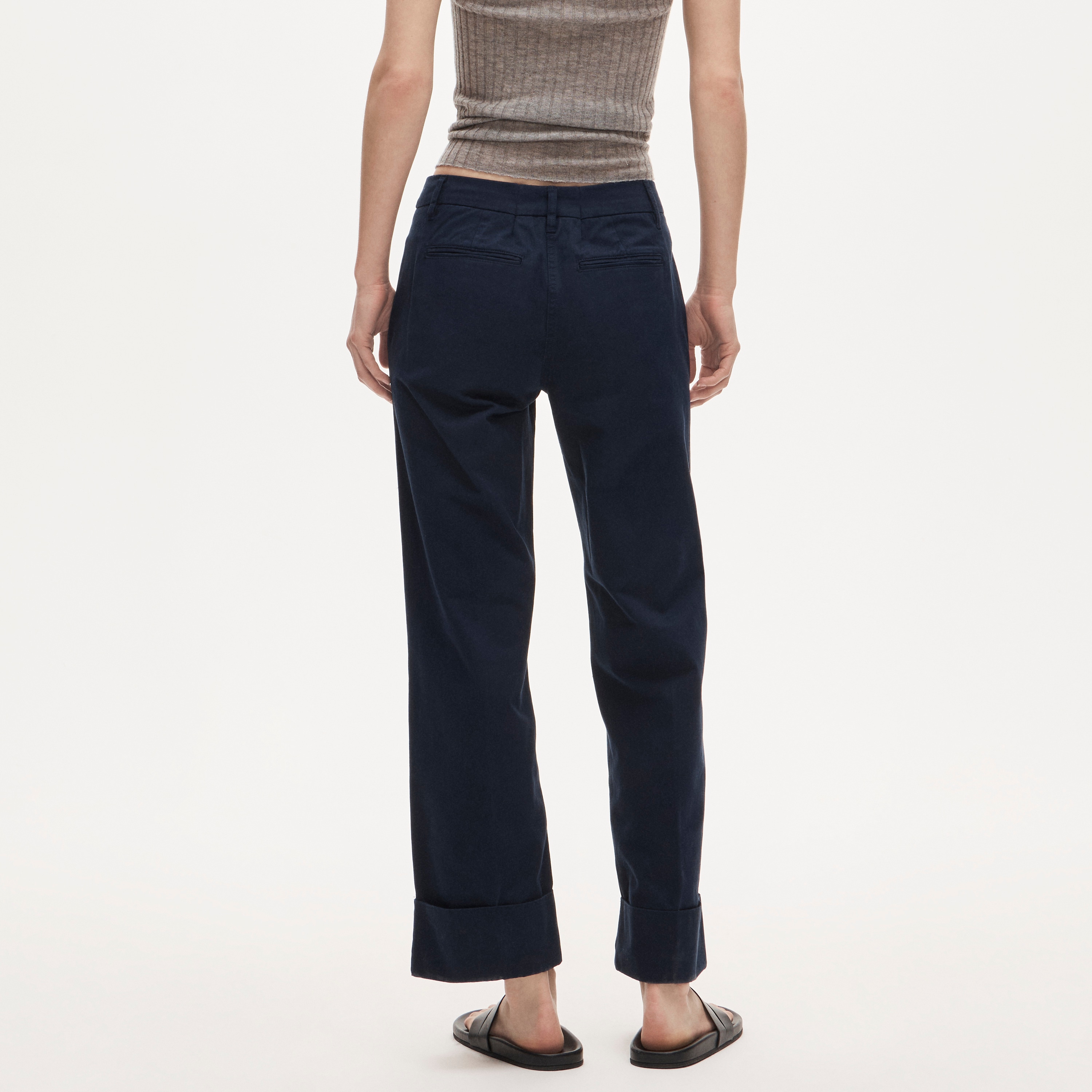 Eesett&Co WIDE TROUSERS チノパン　ネイビー Cuffed Chino Pant For Women | J.Crew