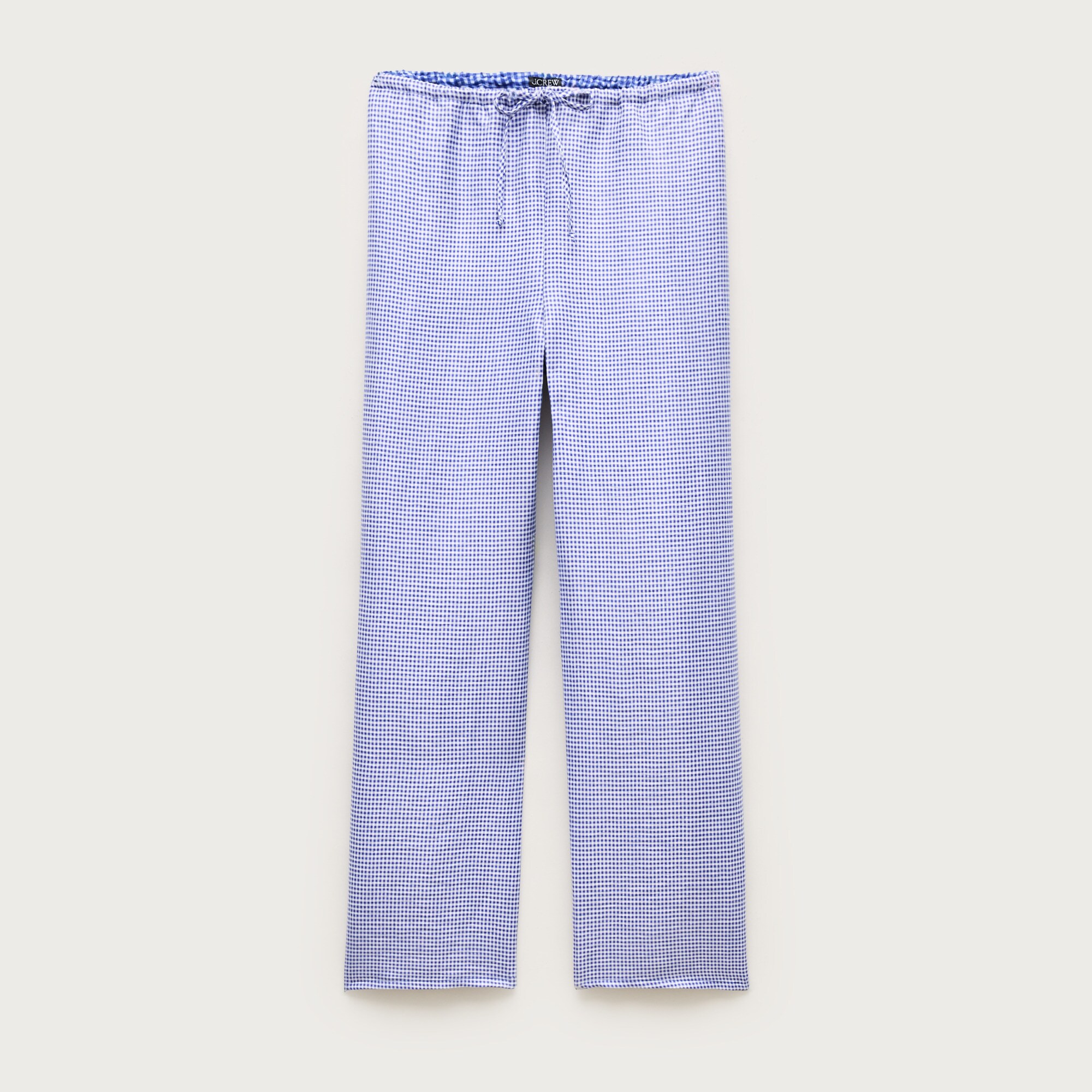Luna Pant In Gingham Linen Blend For Women | J.Crew
