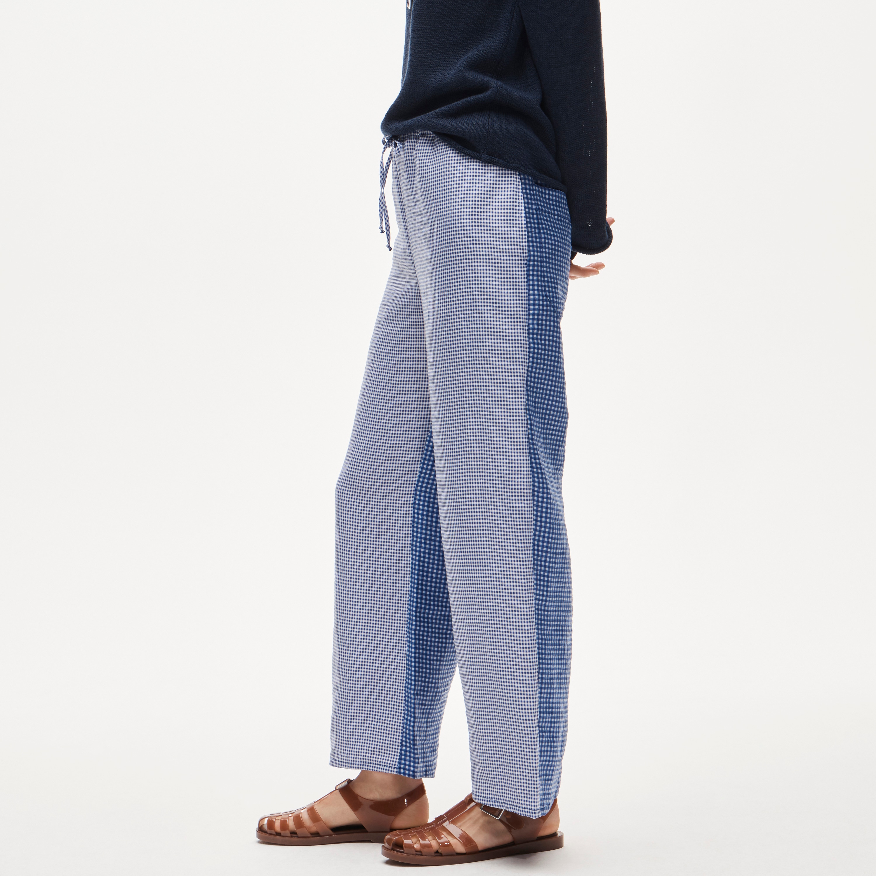 Luna Pant In Gingham Linen Blend For Women | J.Crew