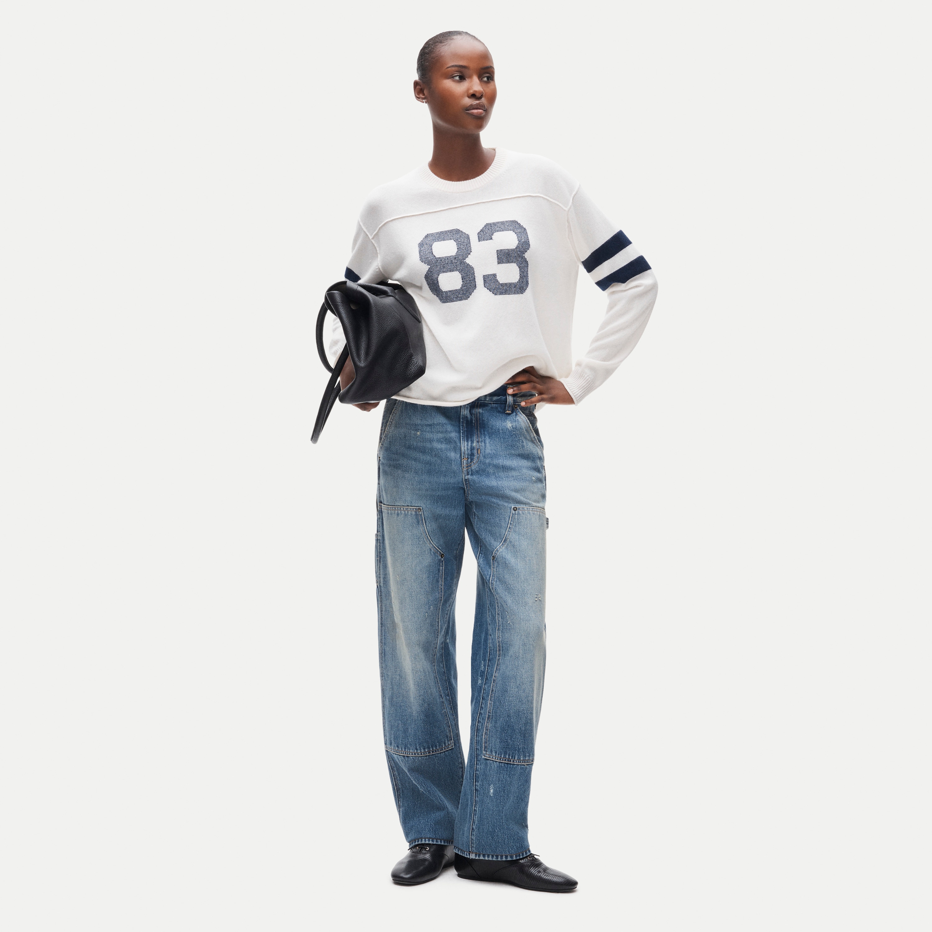 Cashmere rugby crewneck sweater