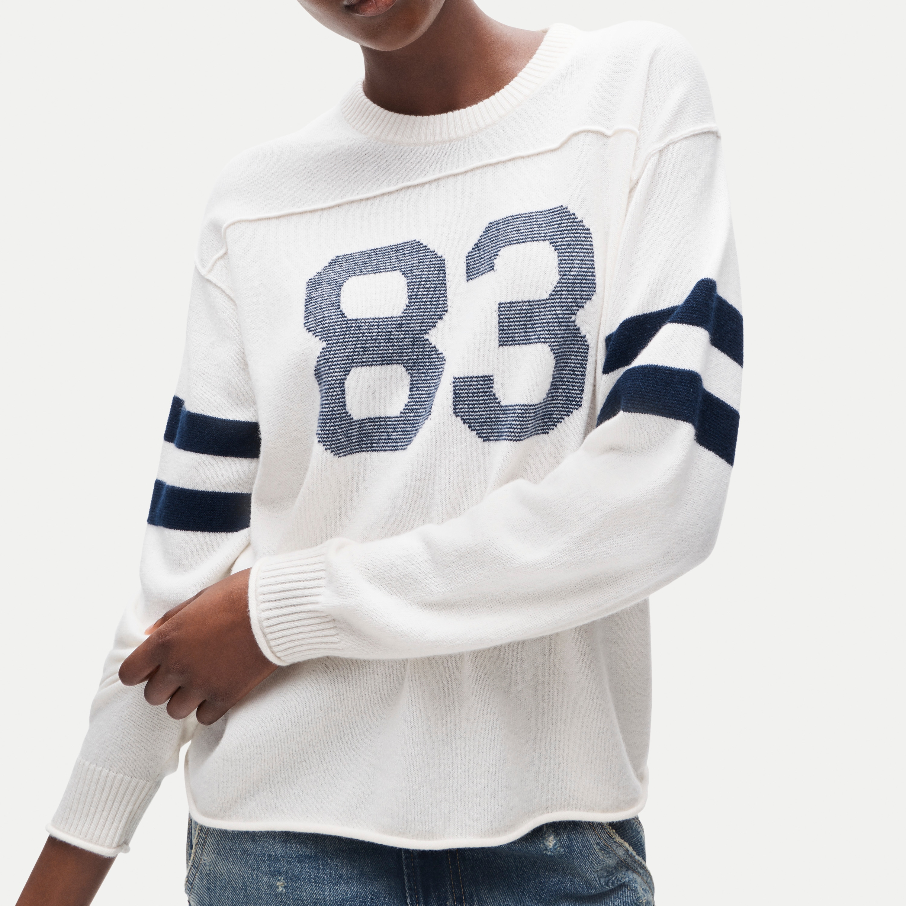 Cashmere rugby crewneck sweater