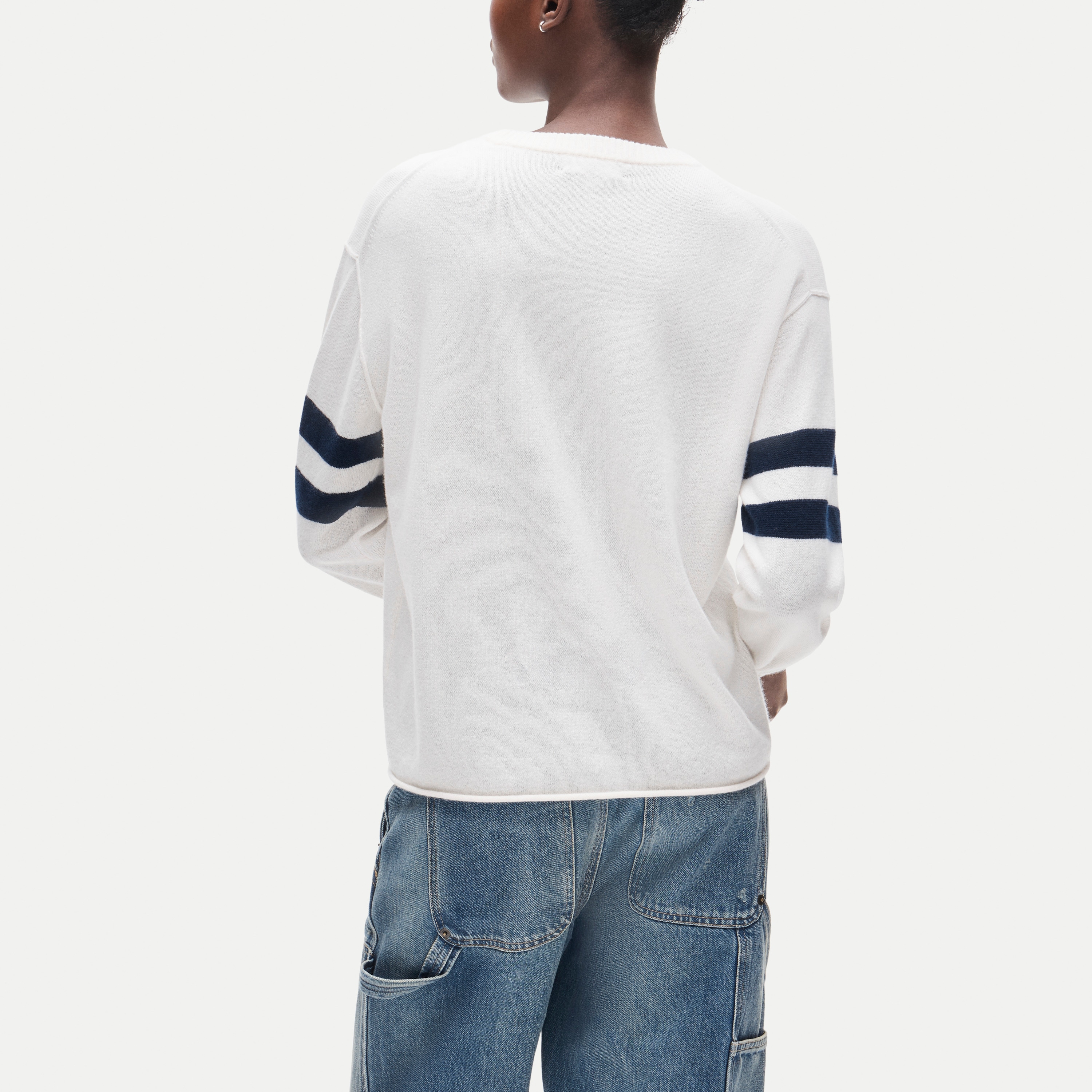Cashmere rugby crewneck sweater