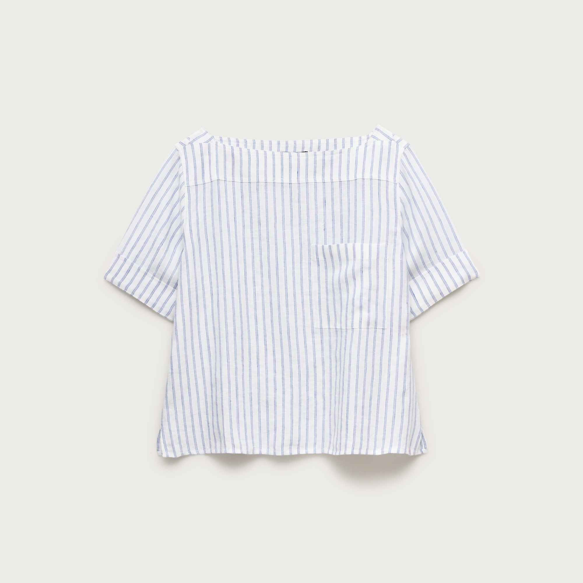Boatneck T-shirt in striped linen