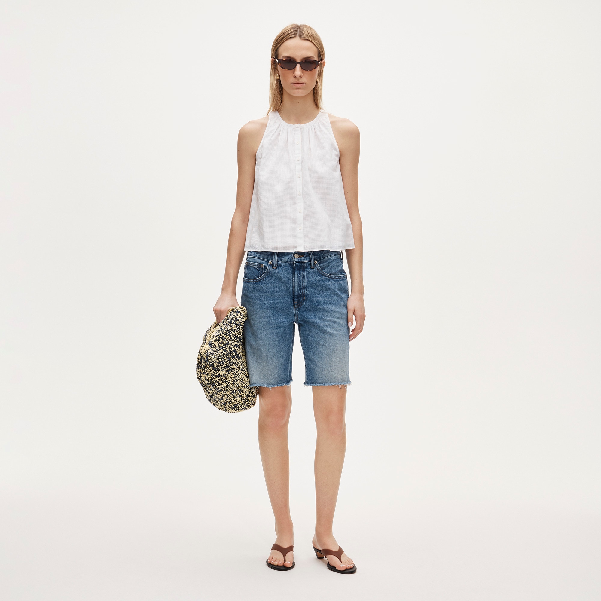 High-neck tank top in textured cotton voile - image 3