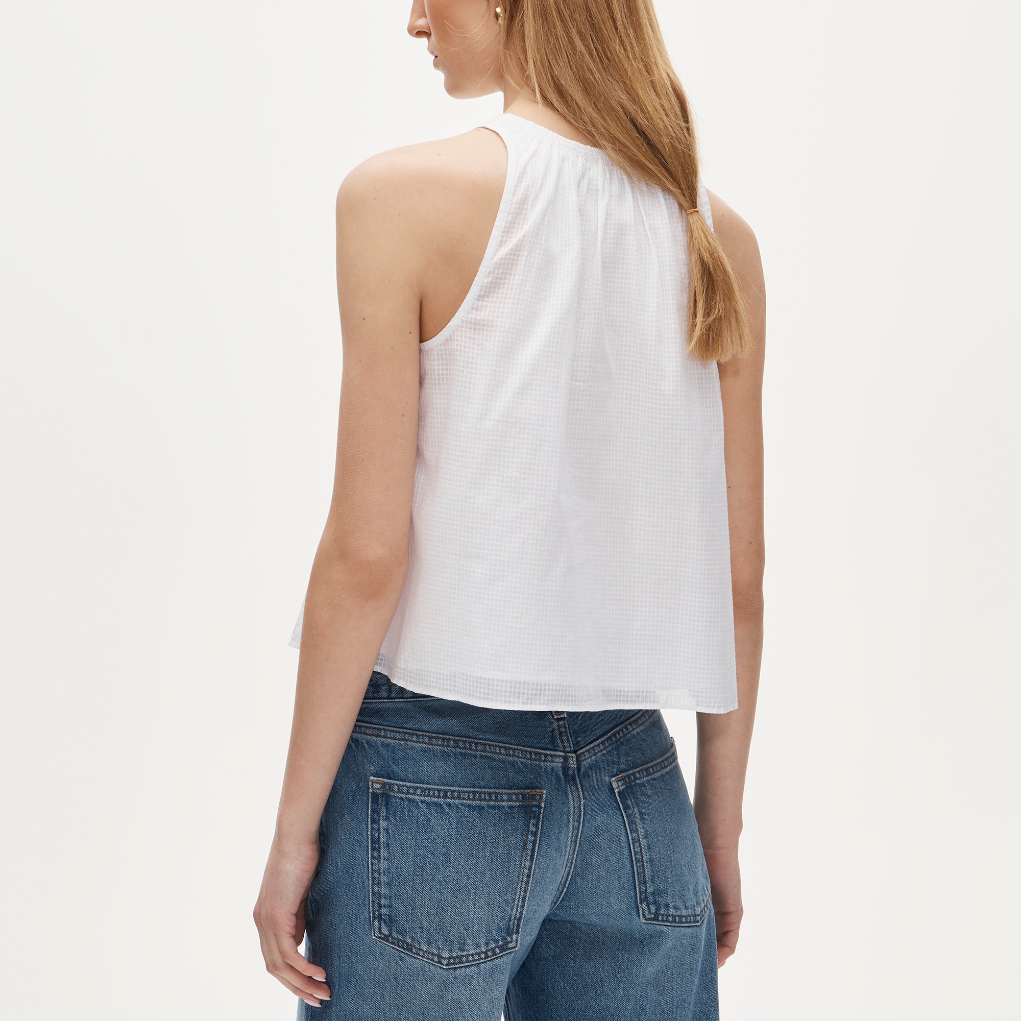 High-neck tank top in textured cotton voile - image 5