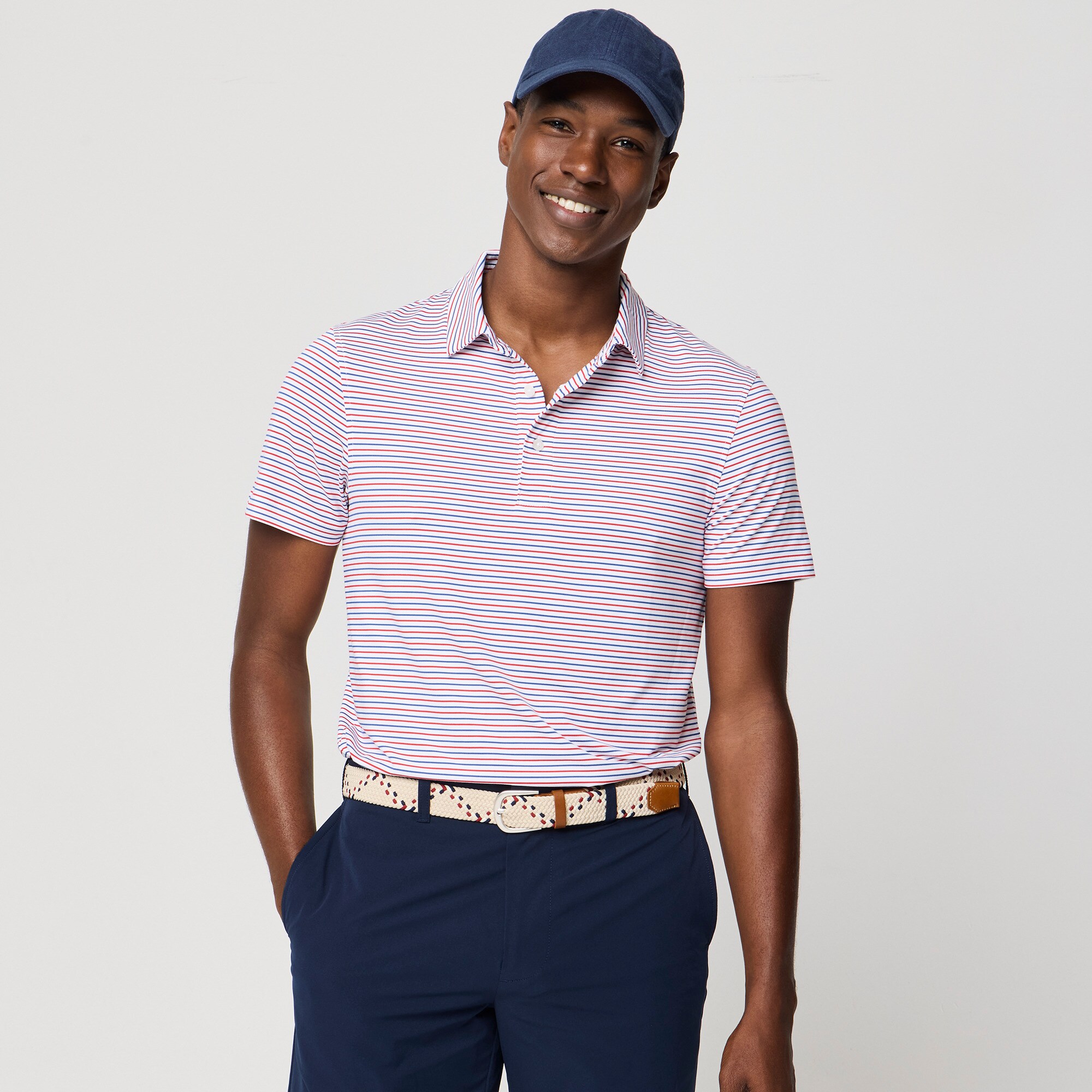 Striped performance polo shirt