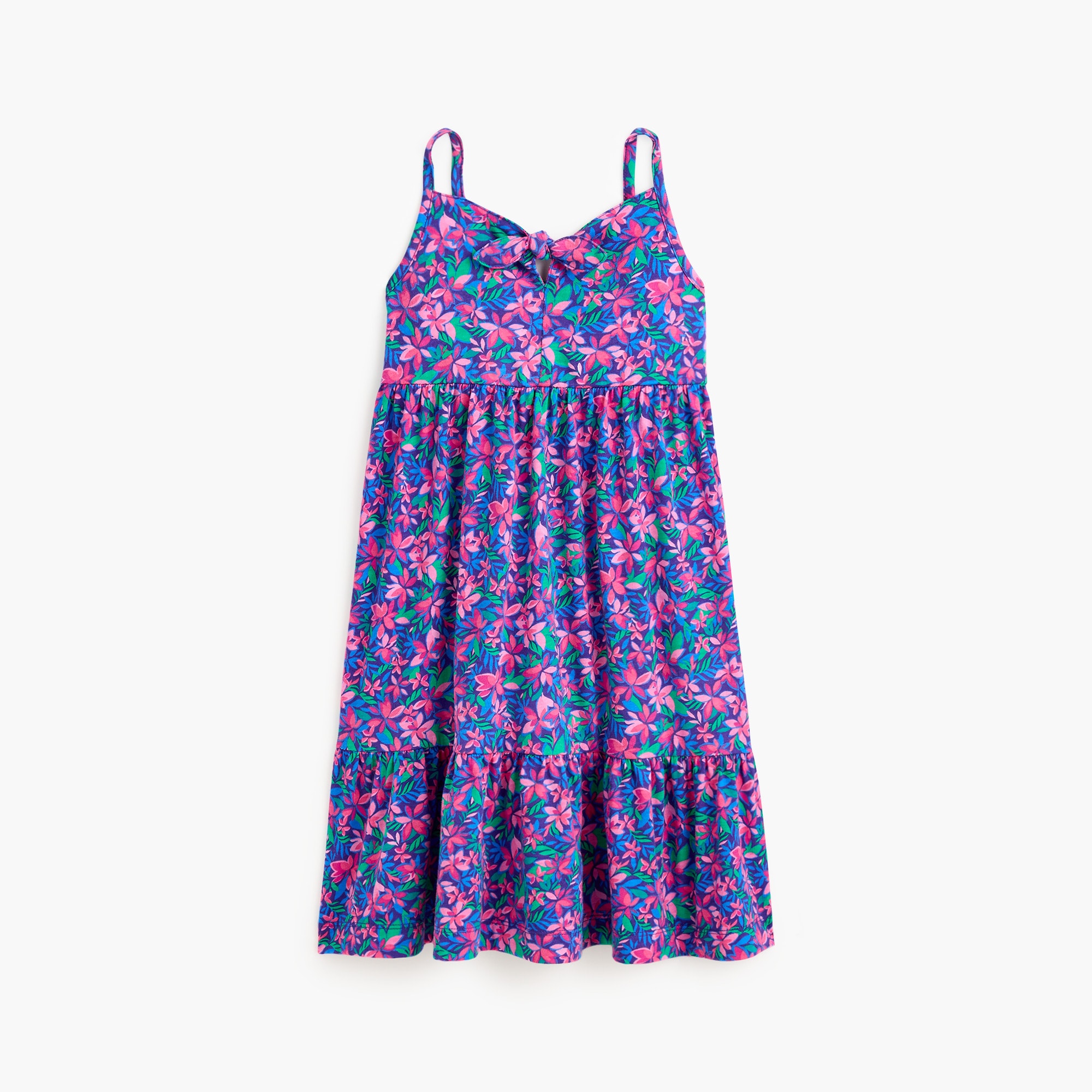 j crew factory purple dress Girls' Block-print Tiered Dress For Girls