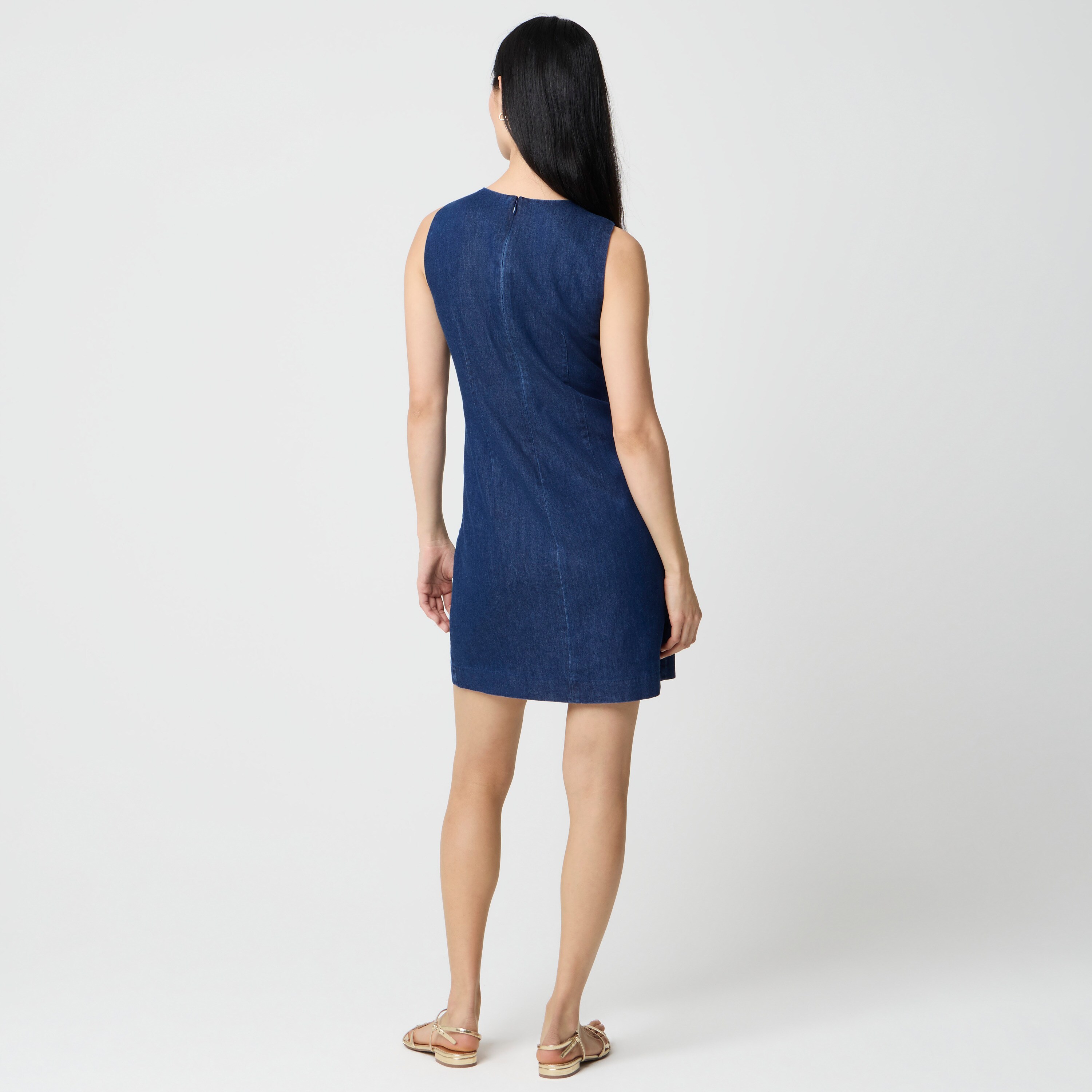 Chambray button-front mini dress