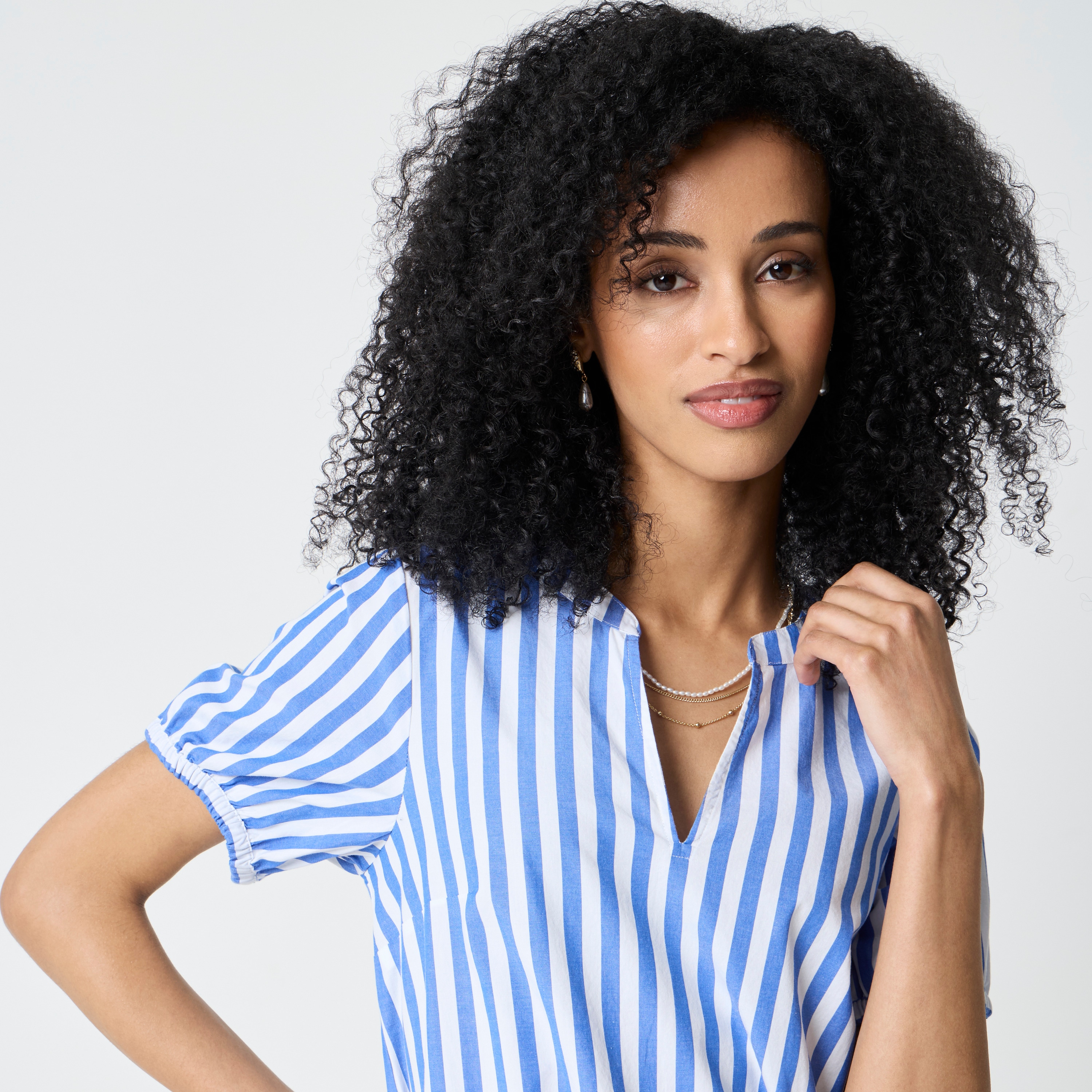 Striped mini shirt-dress