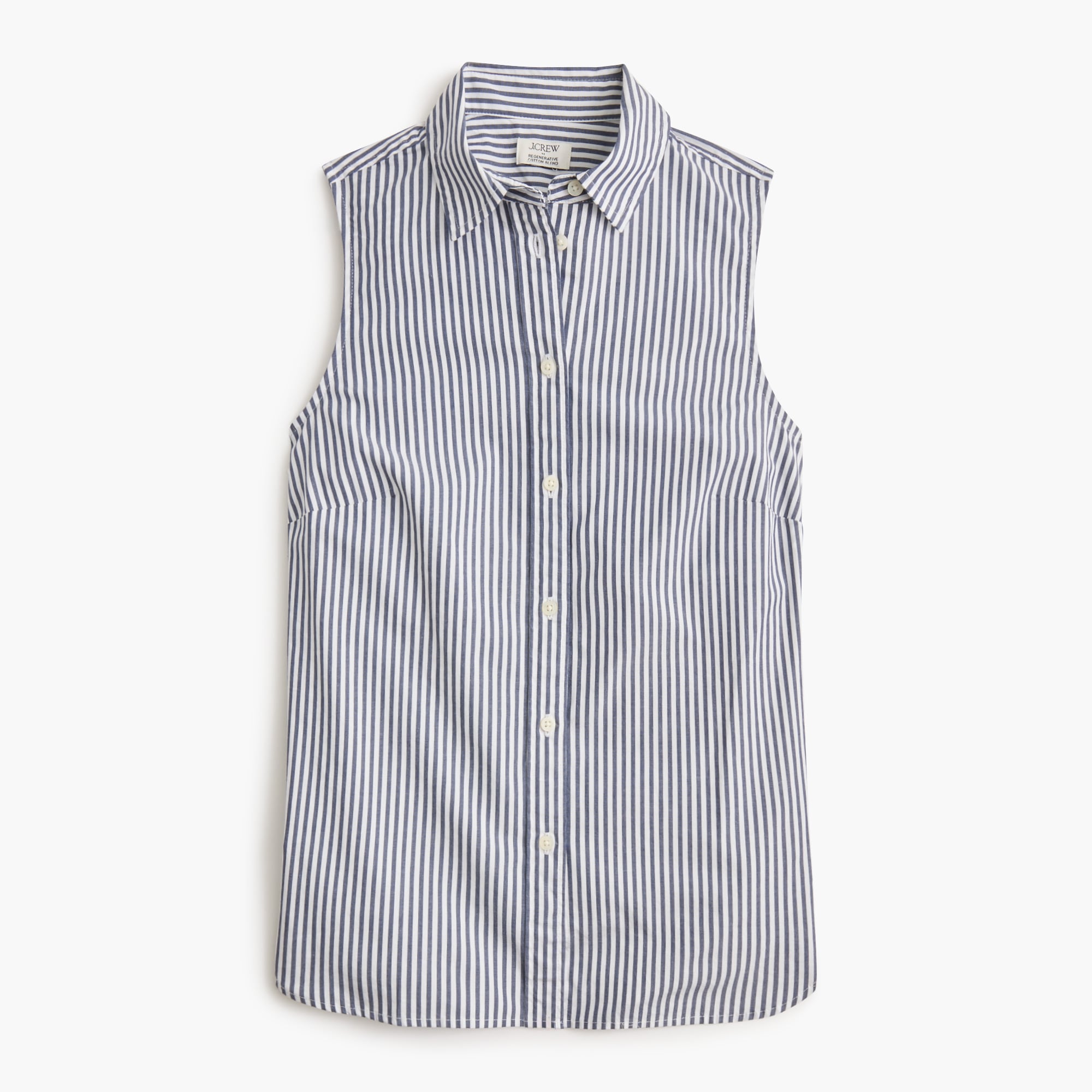 Sleeveless cotton-blend poplin shirt in signature fit