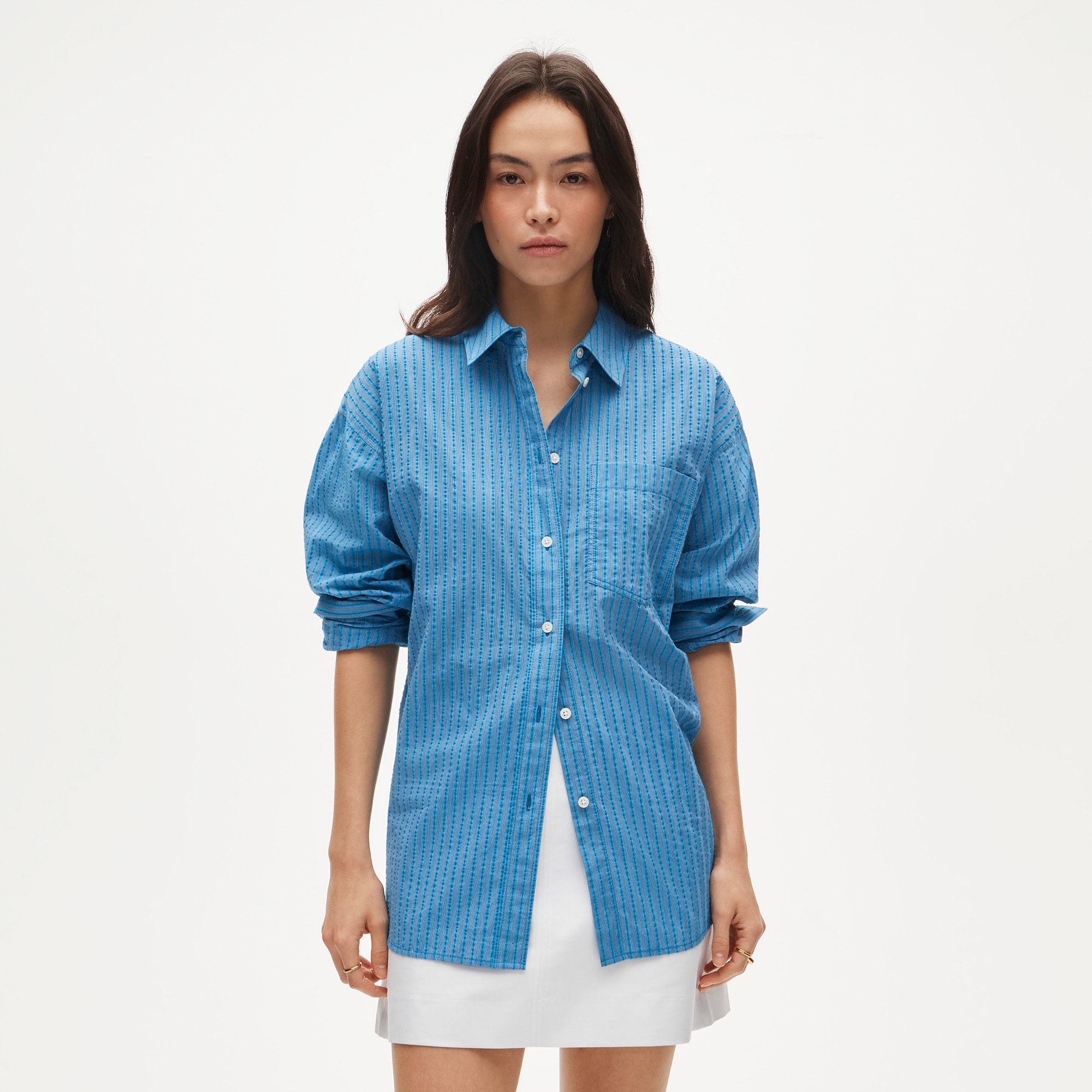 &Eacute;tienne oversized shirt in dobby stripe - image 2