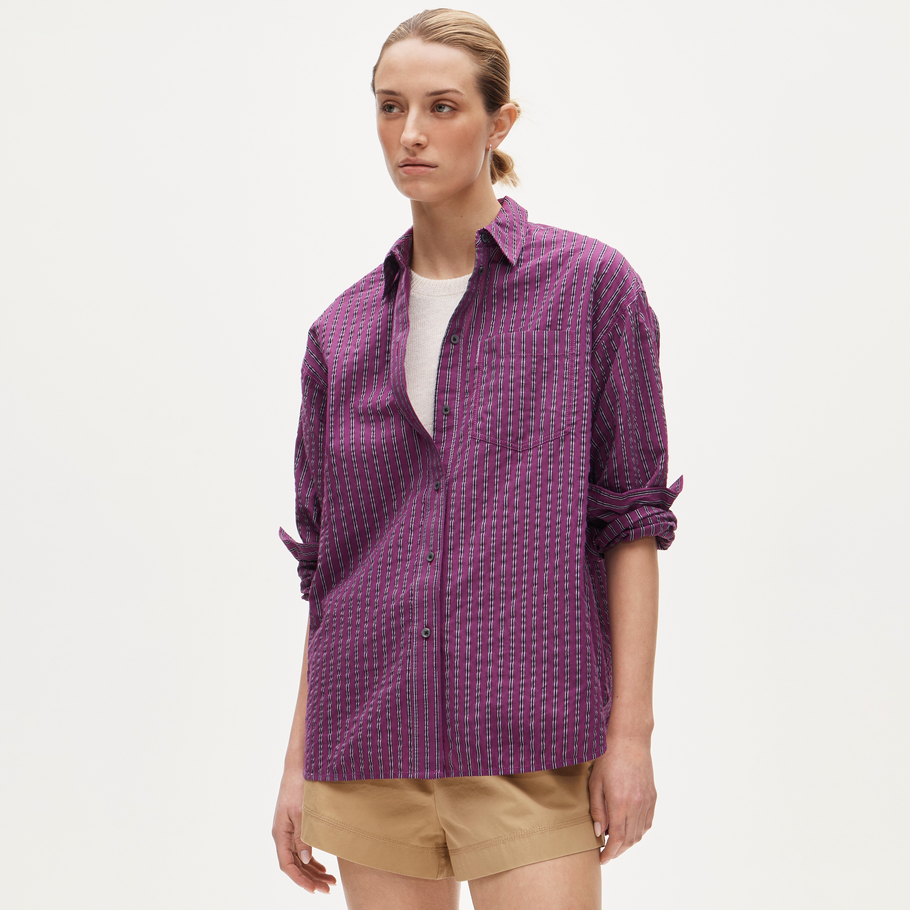 &Eacute;tienne oversized shirt in dobby stripe - image 2