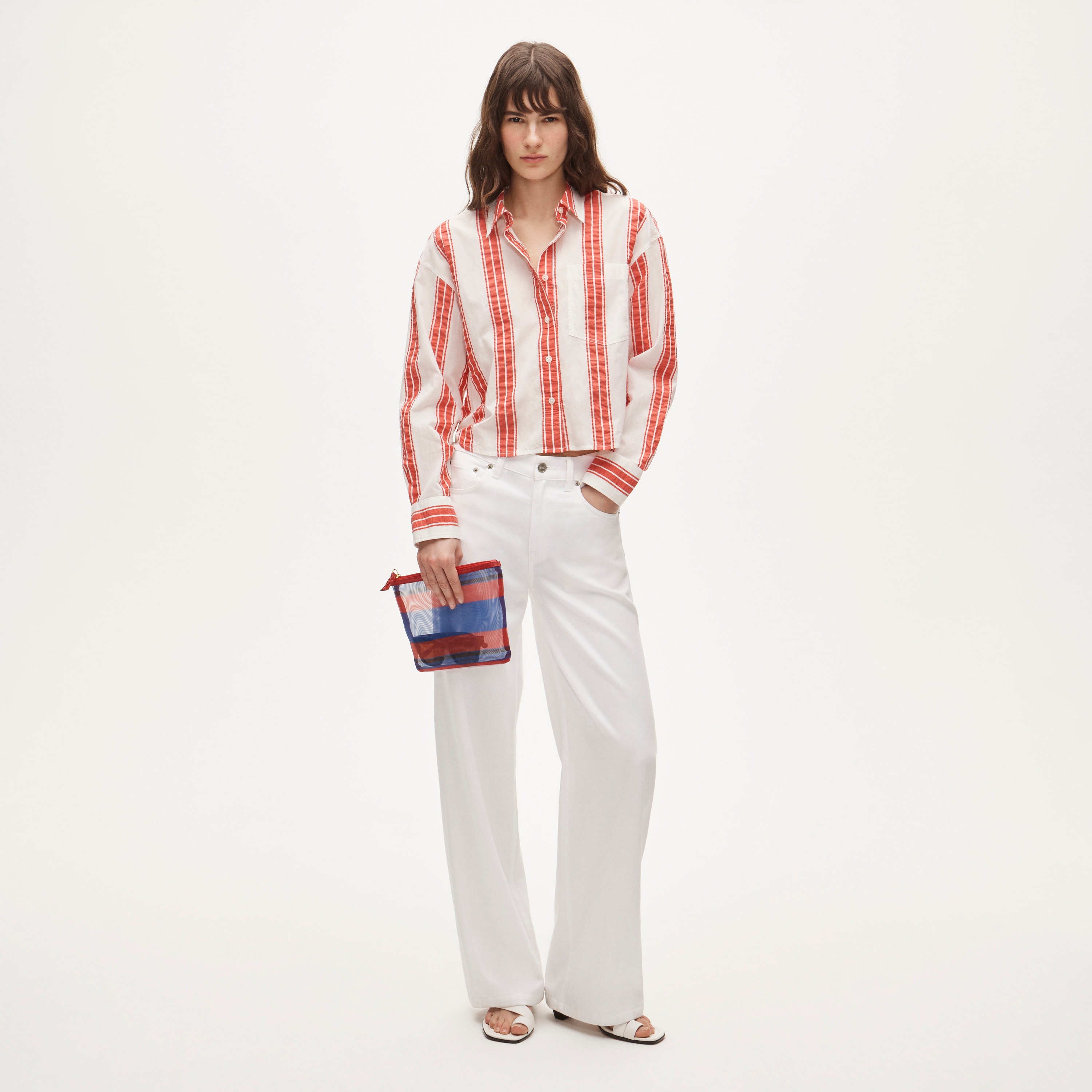 Étienne cropped button-up in striped dobby