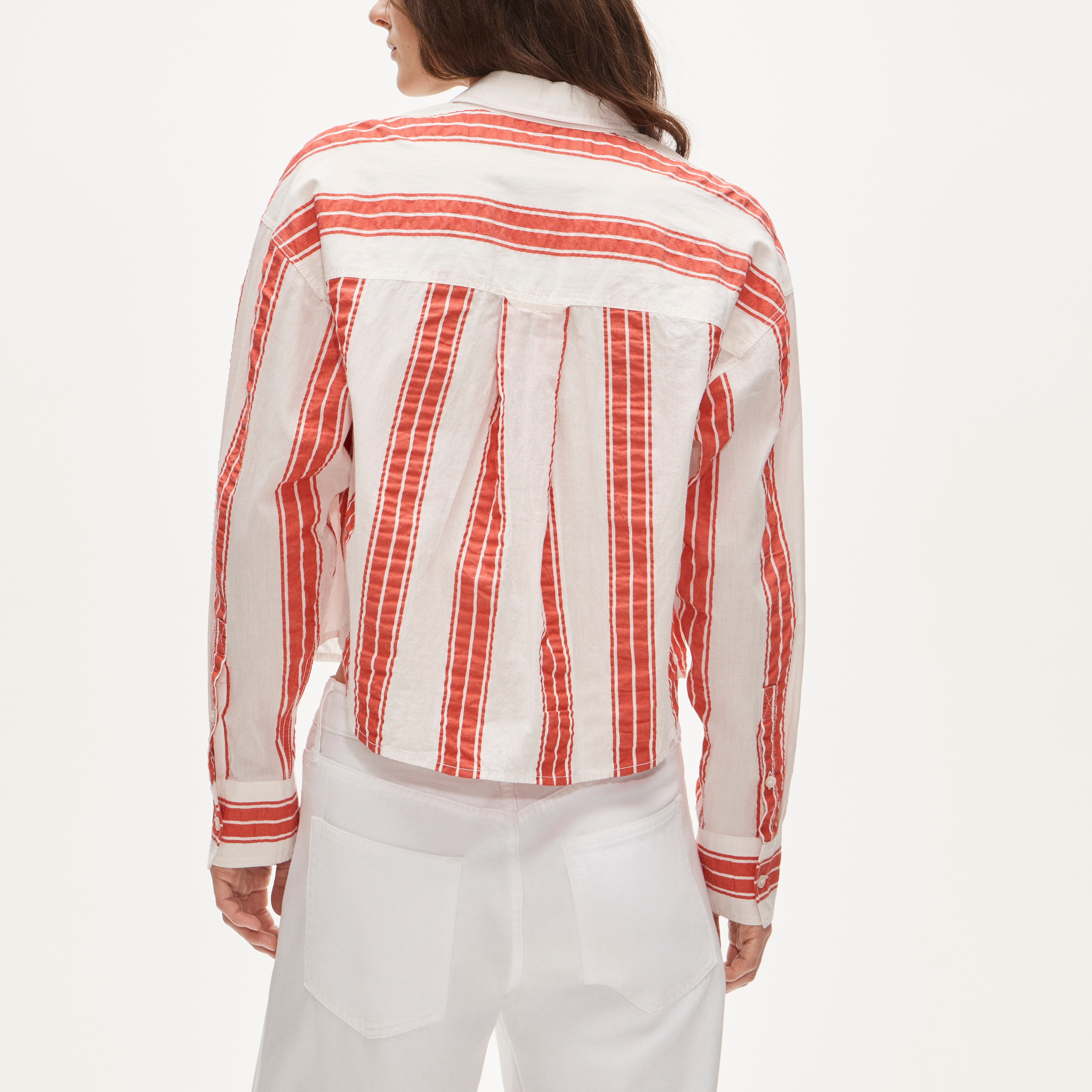 Étienne cropped button-up in striped dobby