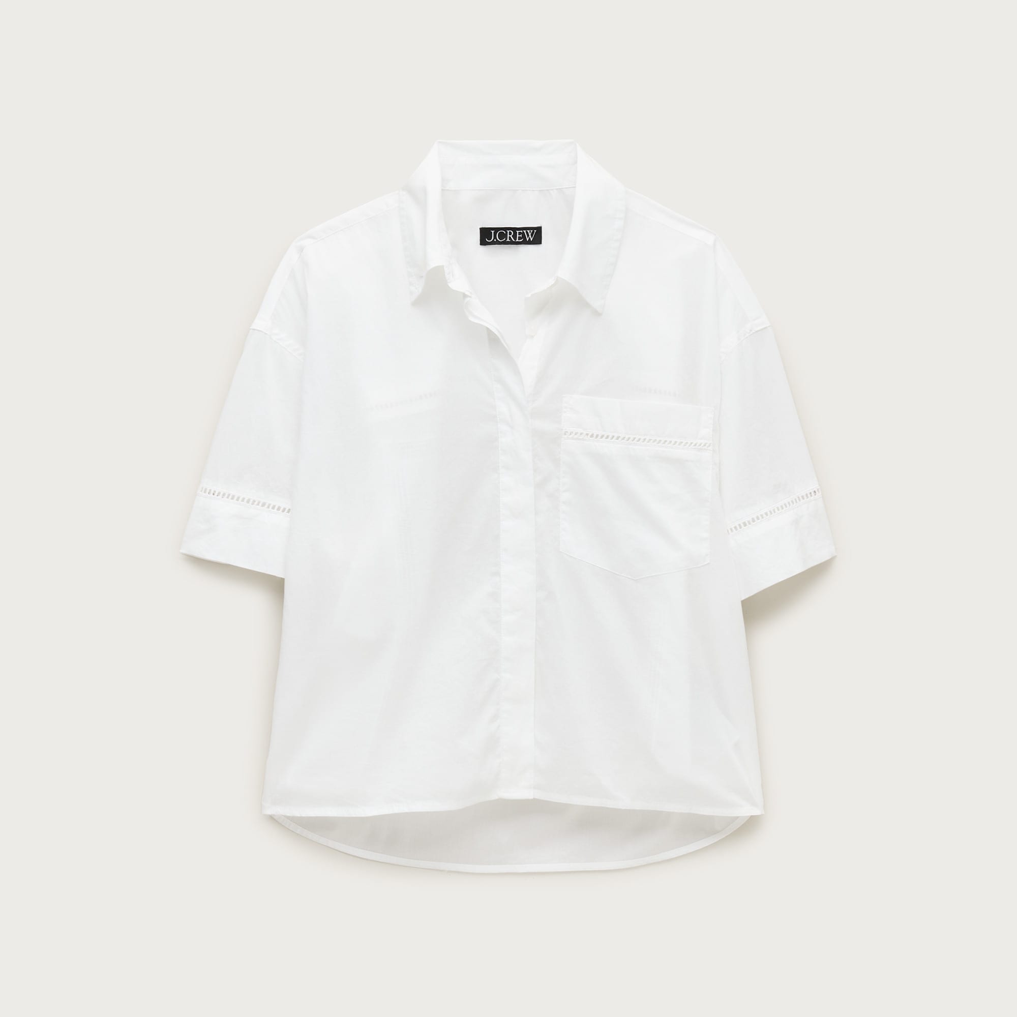 Étienne cropped button-up shirt in eyelet sateen