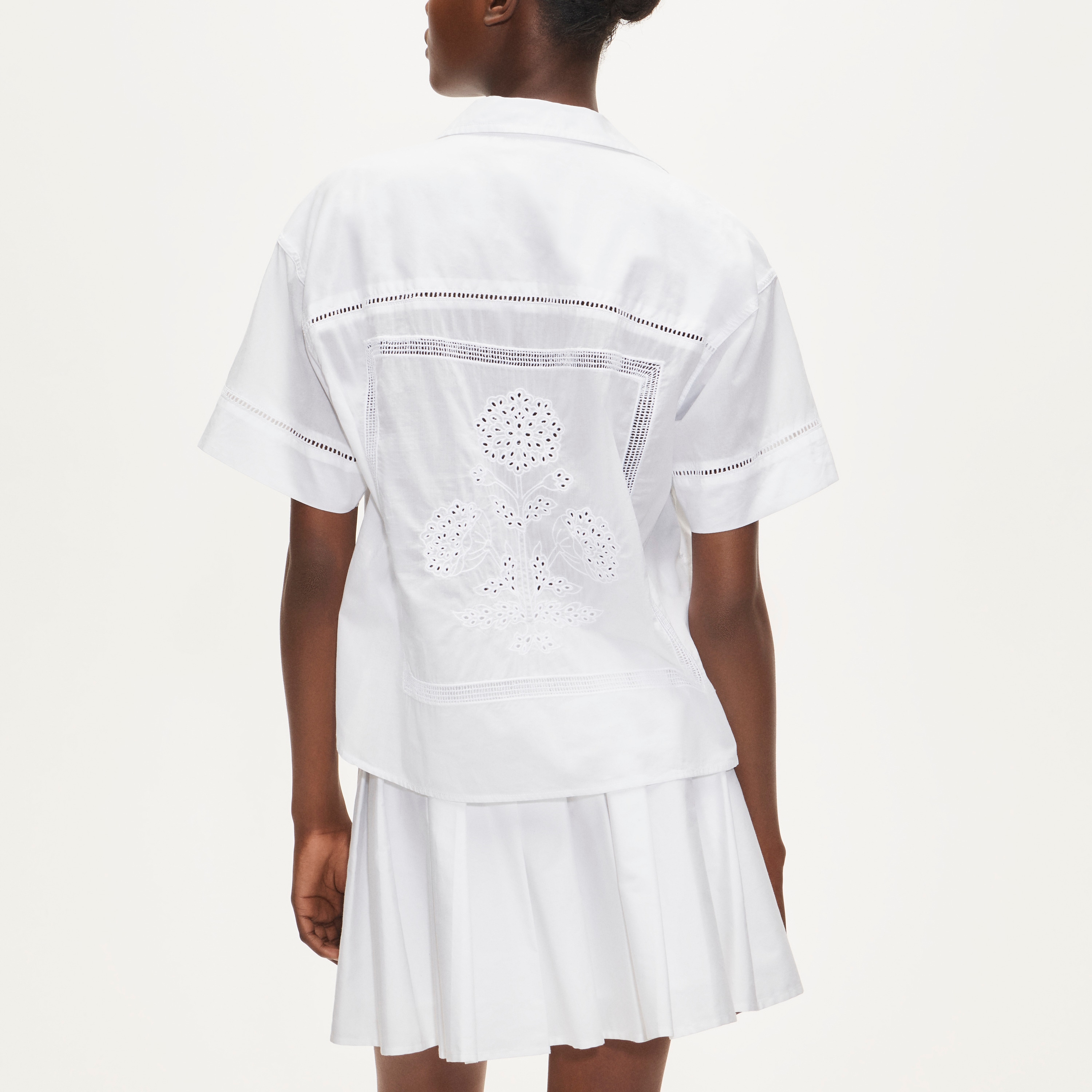 Étienne cropped button-up shirt in eyelet sateen