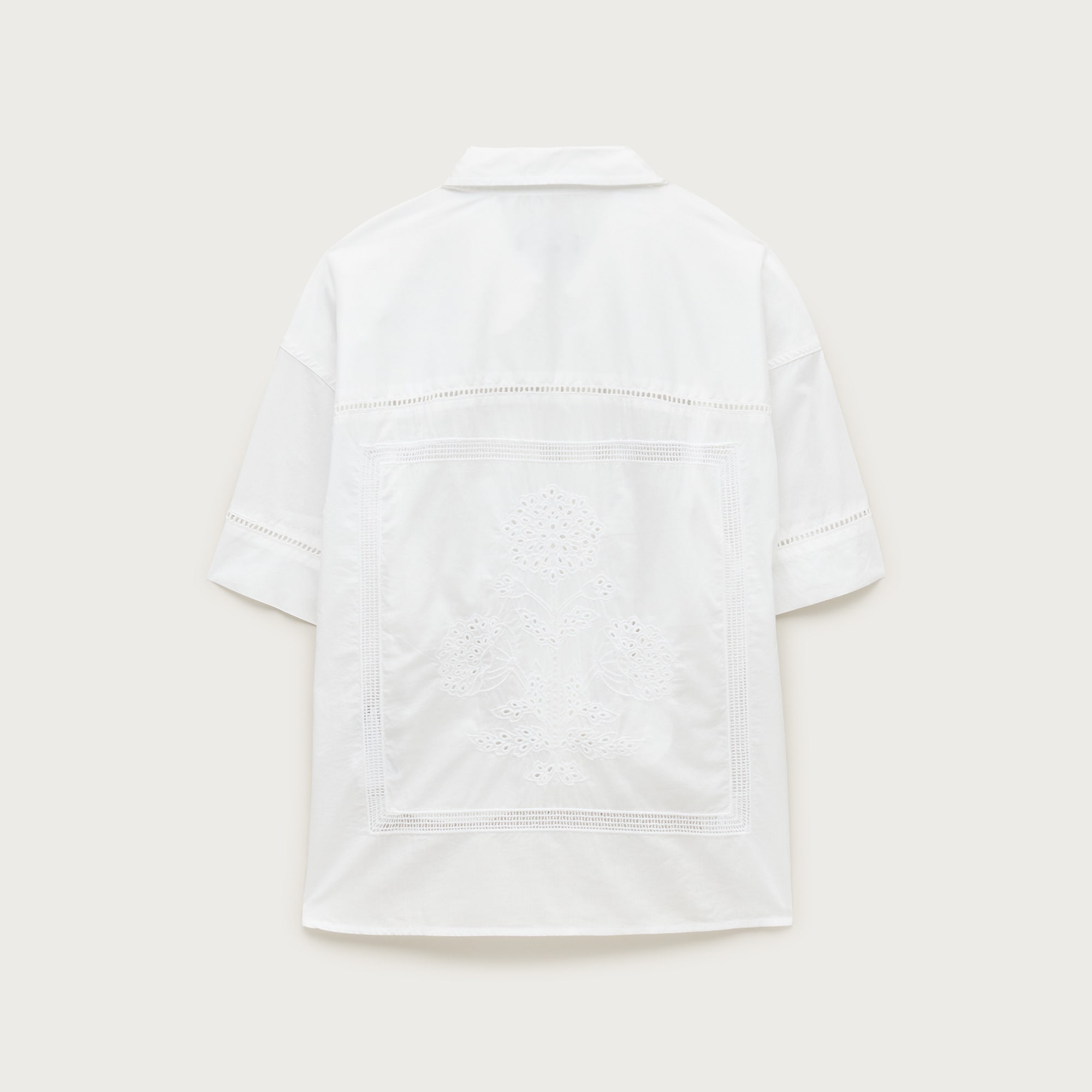 Étienne cropped button-up shirt in eyelet sateen