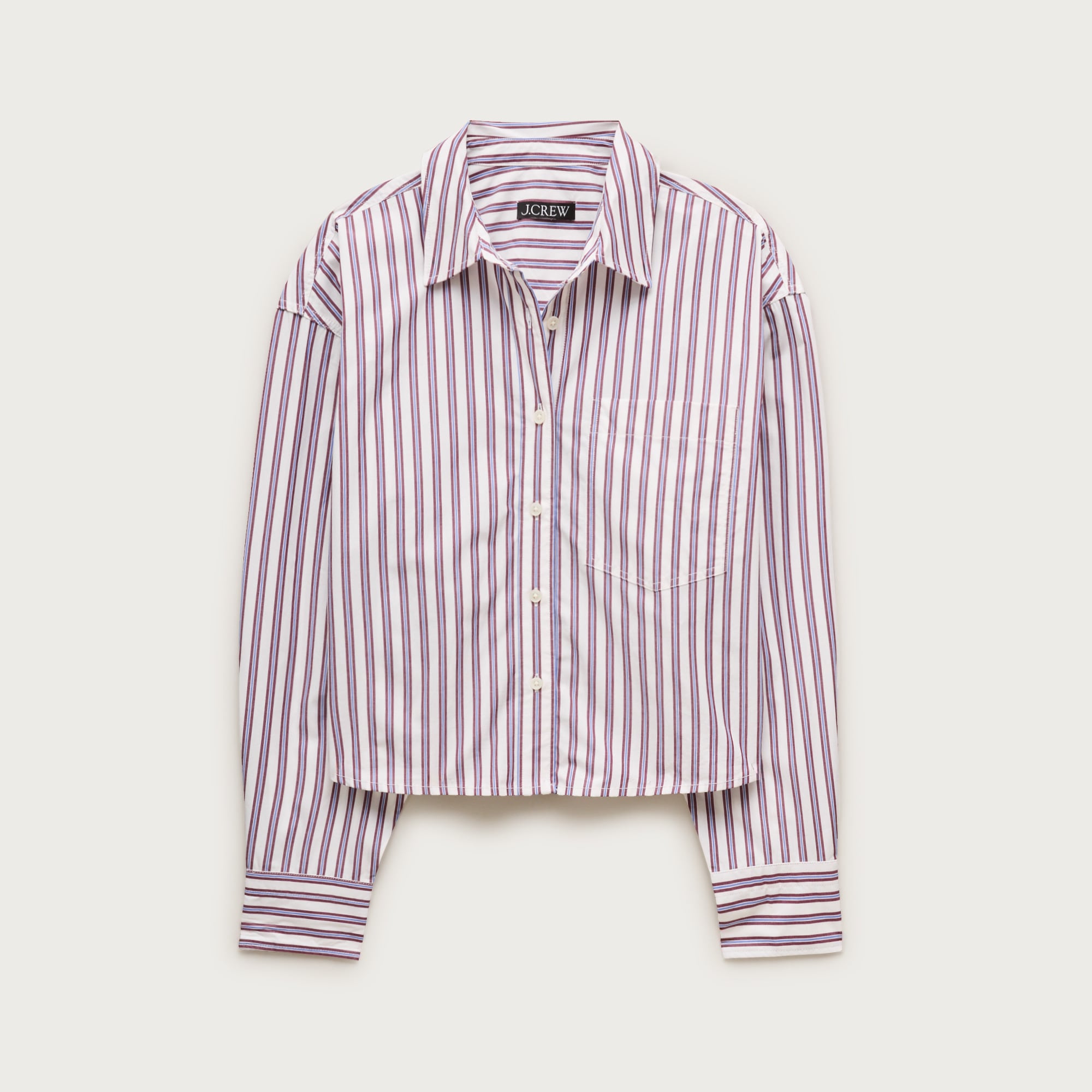Étienne cropped button-up shirt in striped cotton poplin