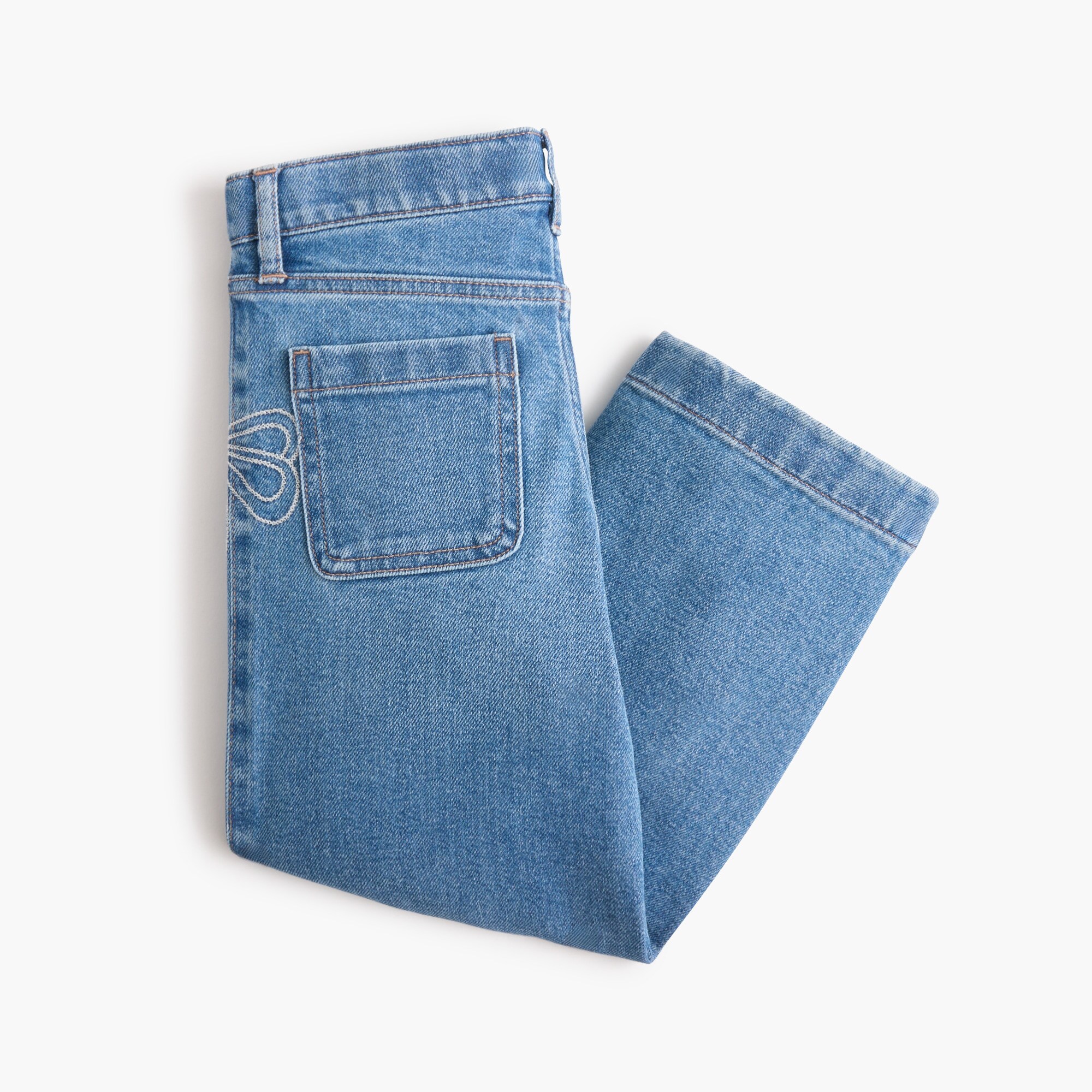 Girls' wide-leg bow jean