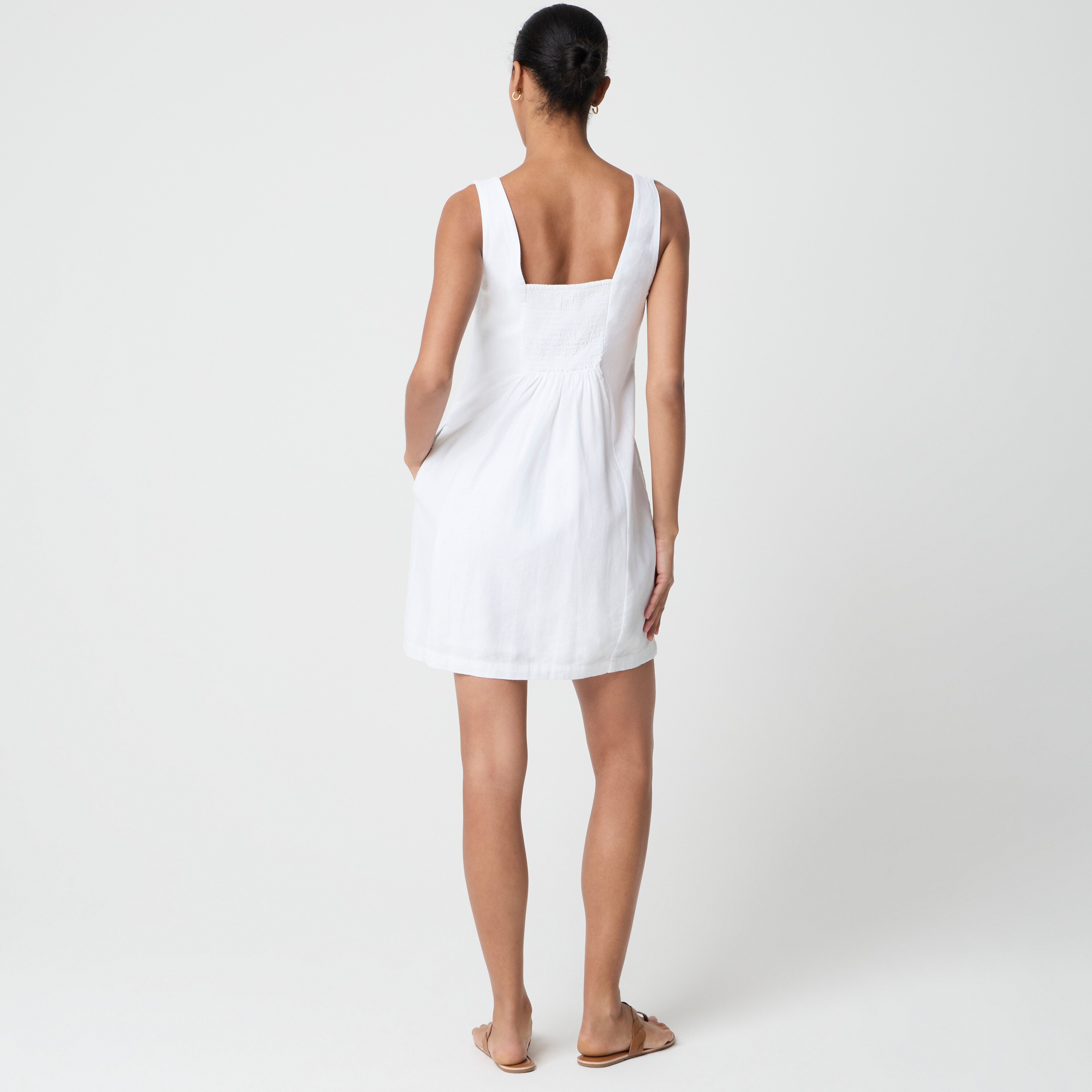 j crew factory linen shift dress Linen-blend Button-front Mini Dress For Women
