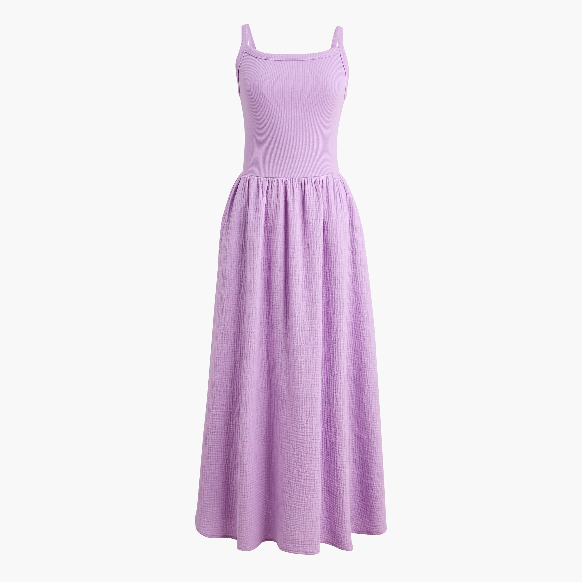 Gauze mixed-media midi dress