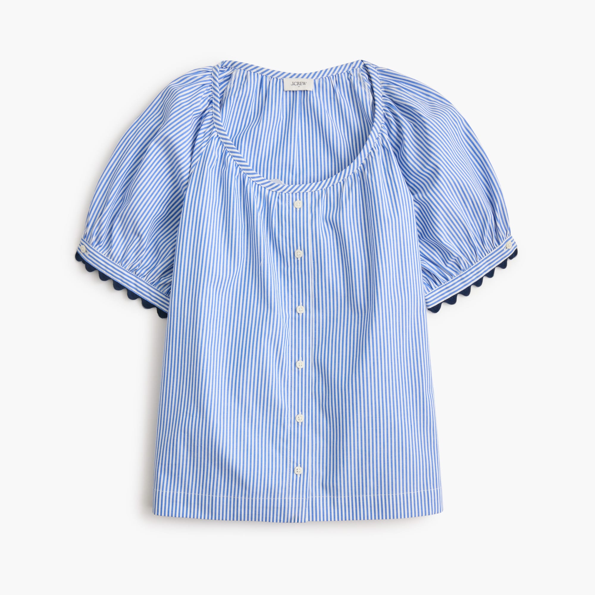 Striped short-sleeve button-up shirt