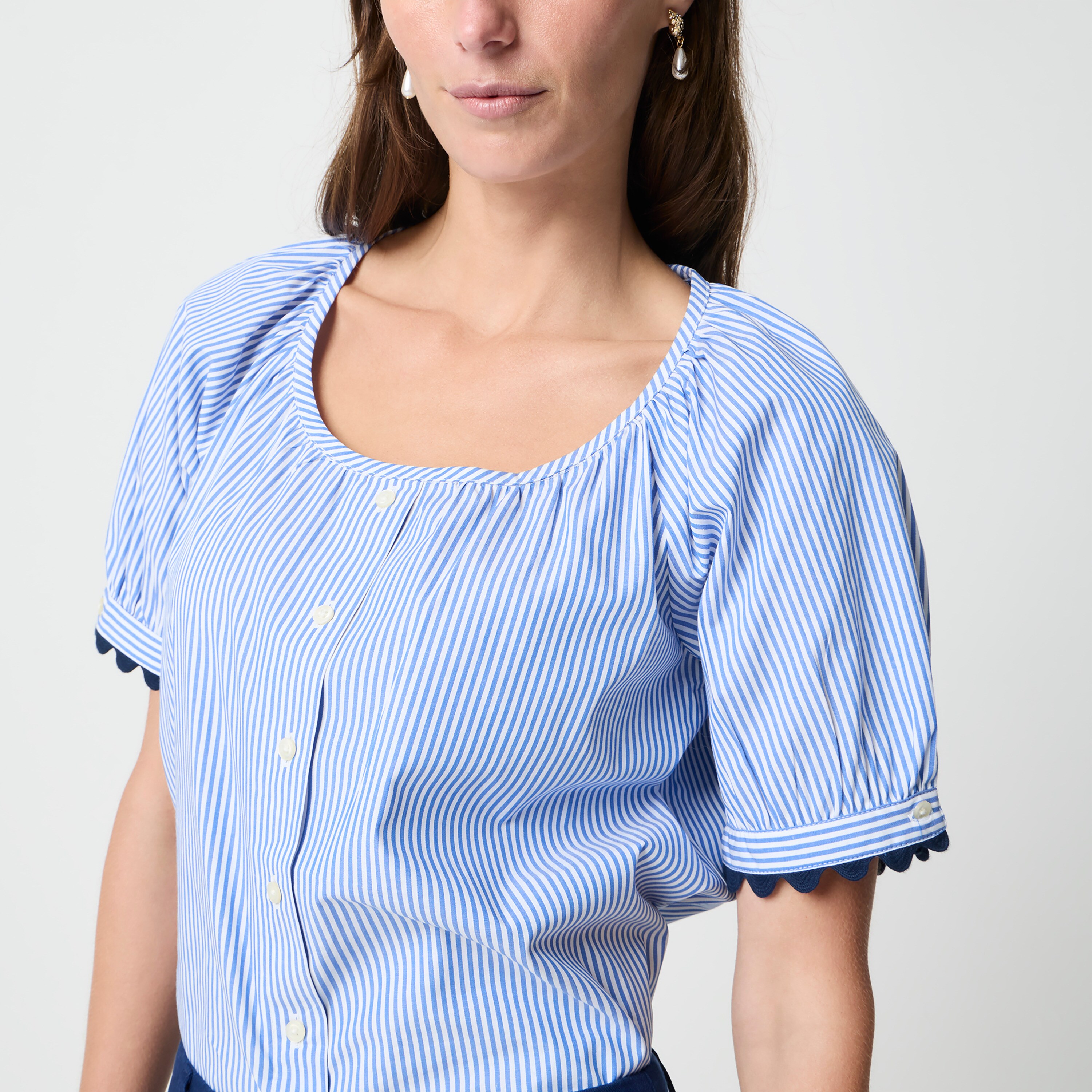 Striped short-sleeve button-up shirt