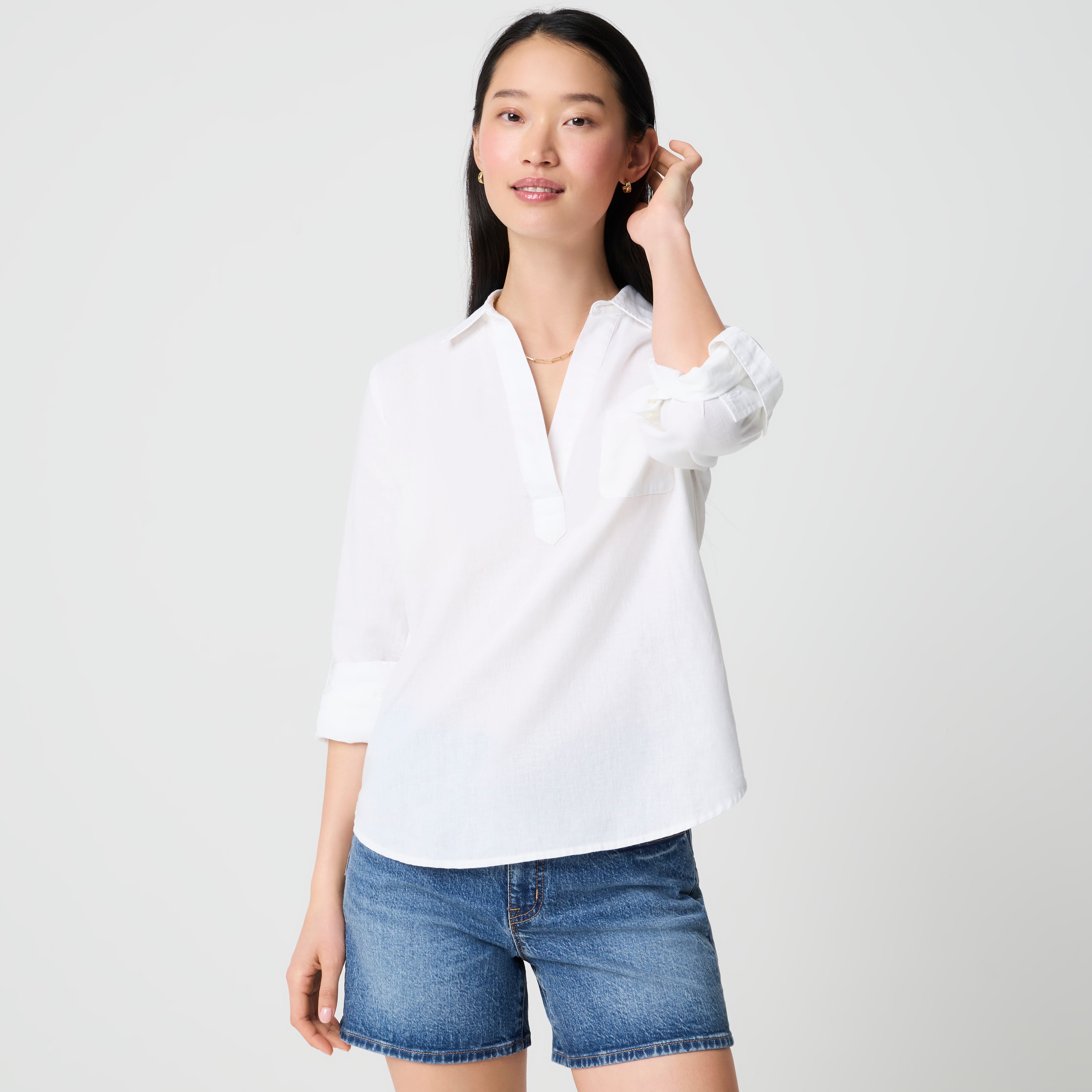 Linen-blend popover top
