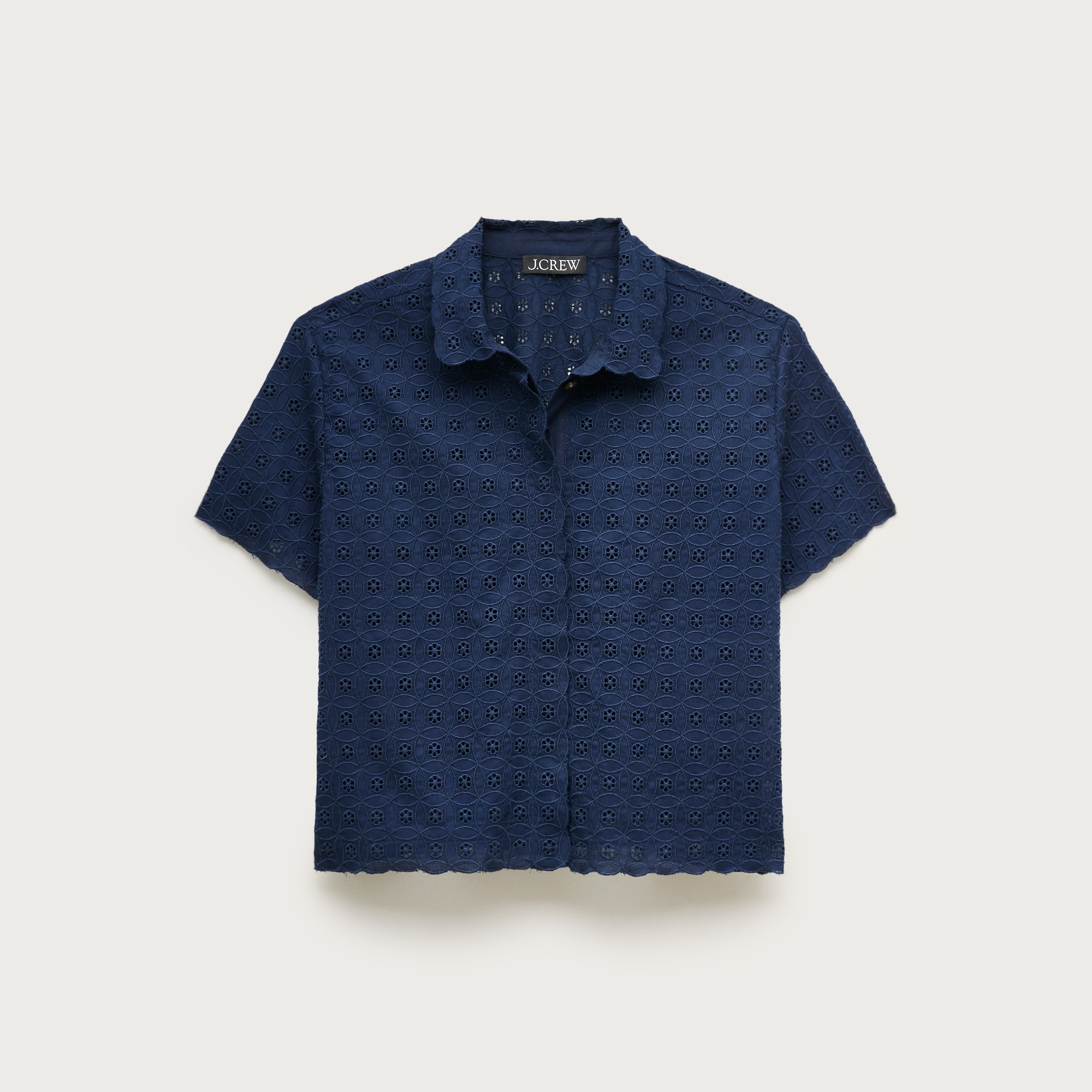 Gamine button-down shirt in eyelet