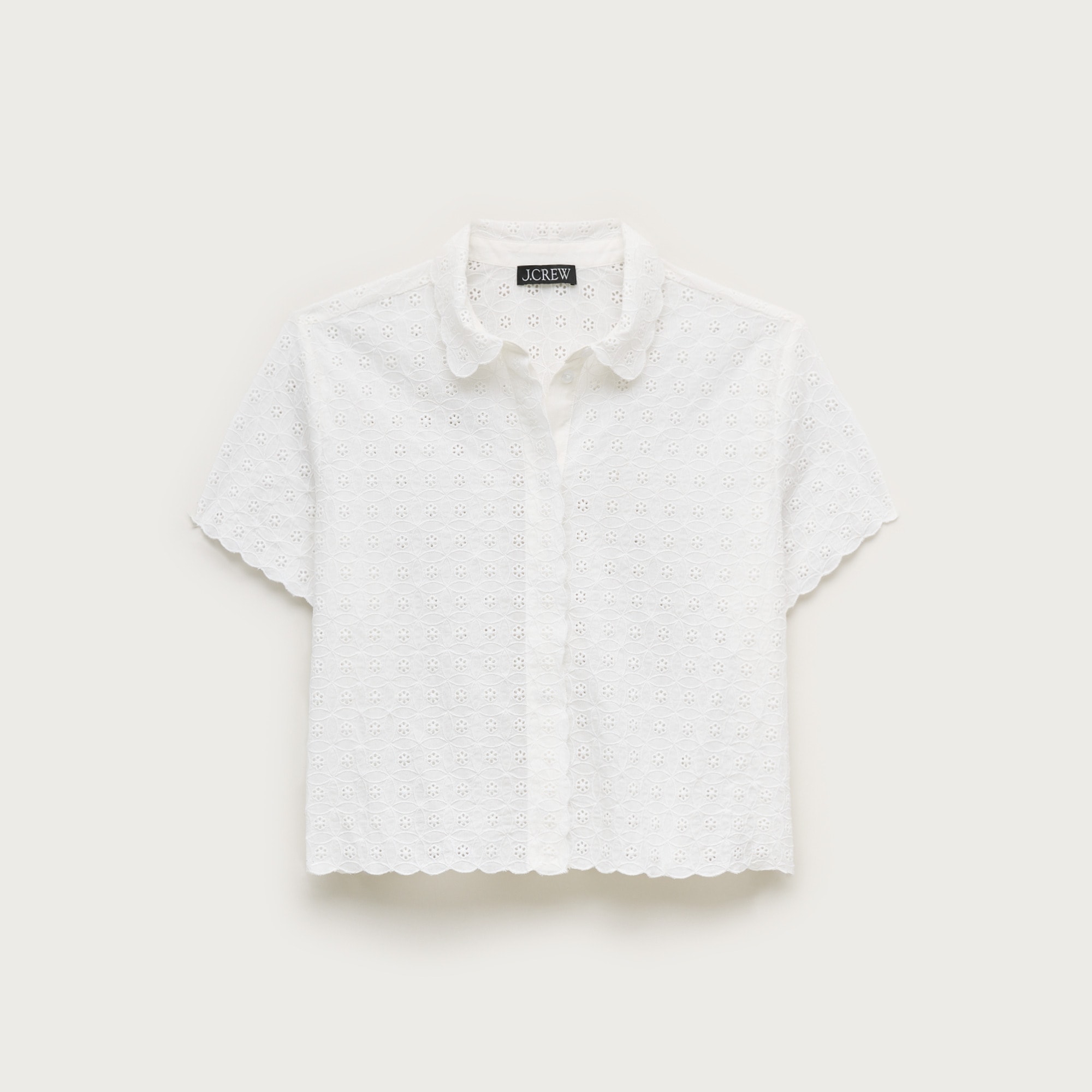Gamine button-up shirt in eyelet