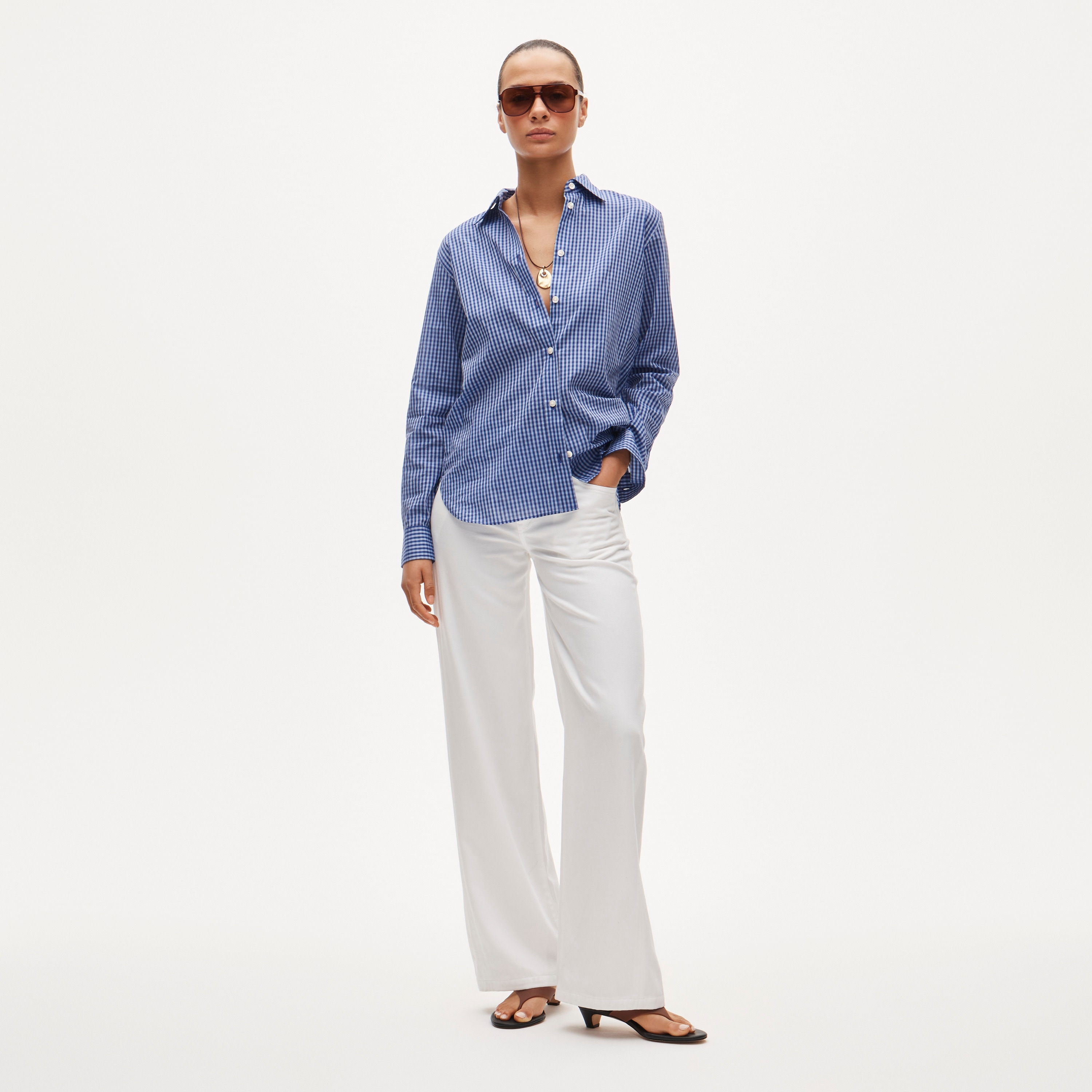 Jules classic-fit shirt in gingham sateen - image 3
