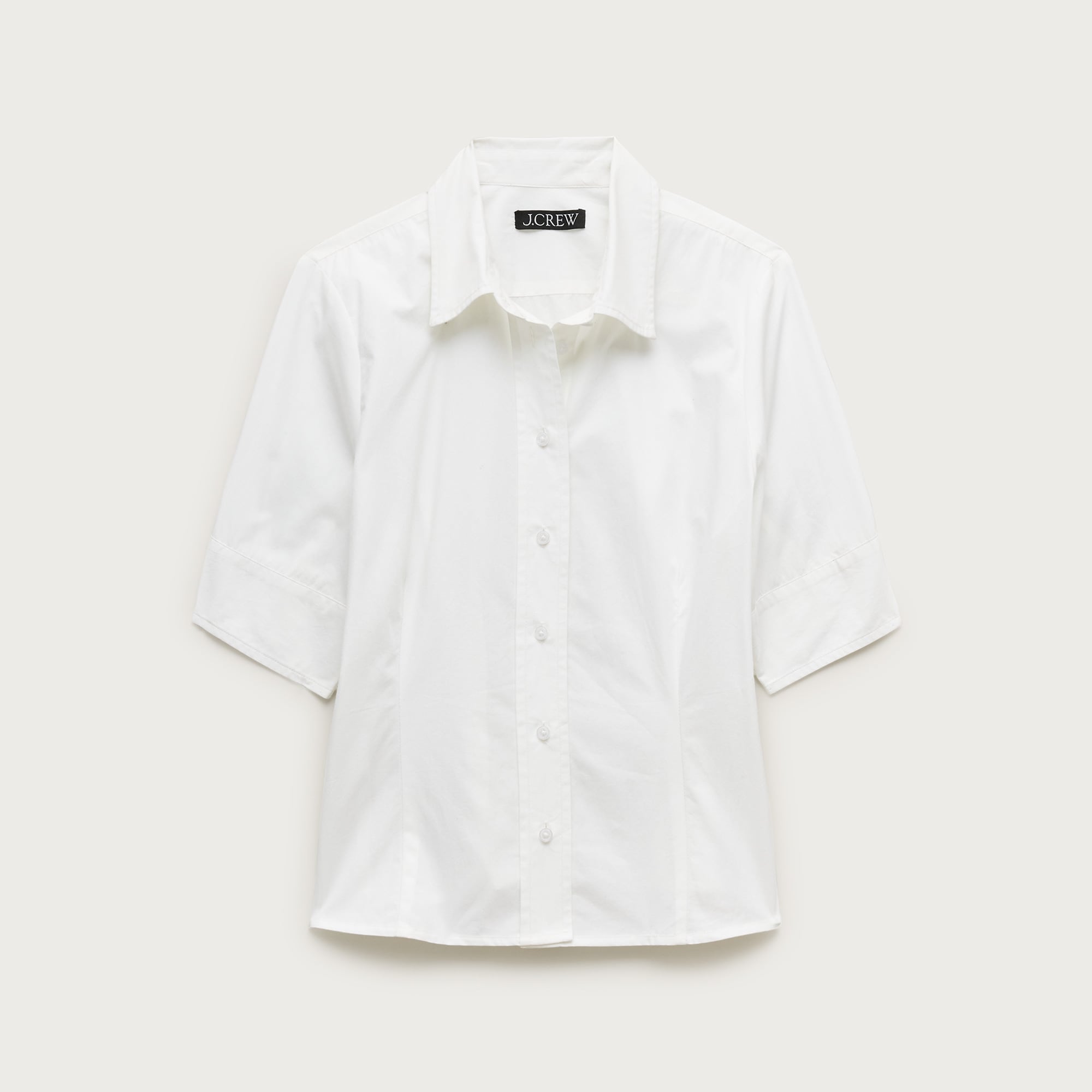 Eleanor slim-fit elbow-sleeve button-up shirt in cotton poplin