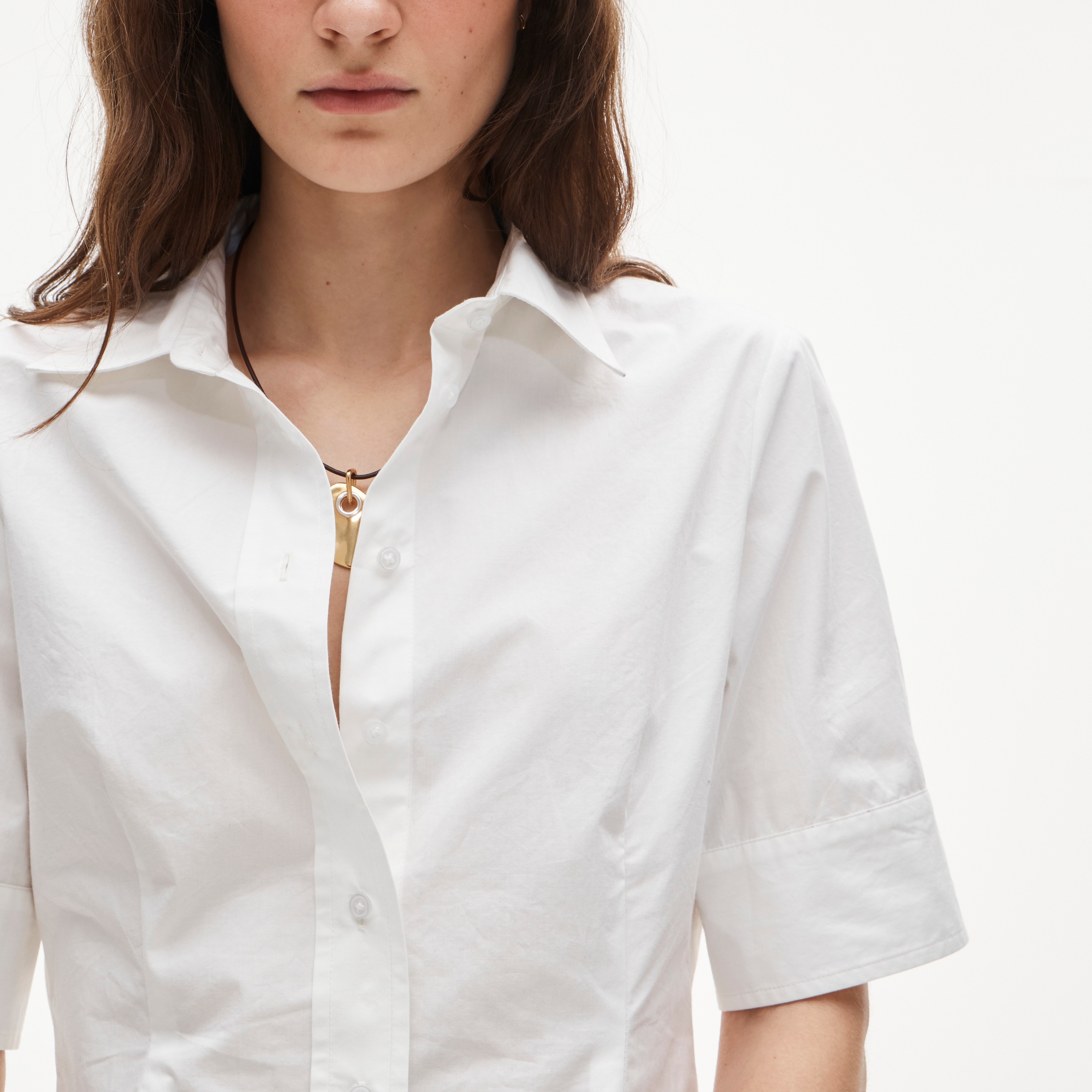 Eleanor slim-fit elbow-sleeve shirt in cotton poplin - image 4