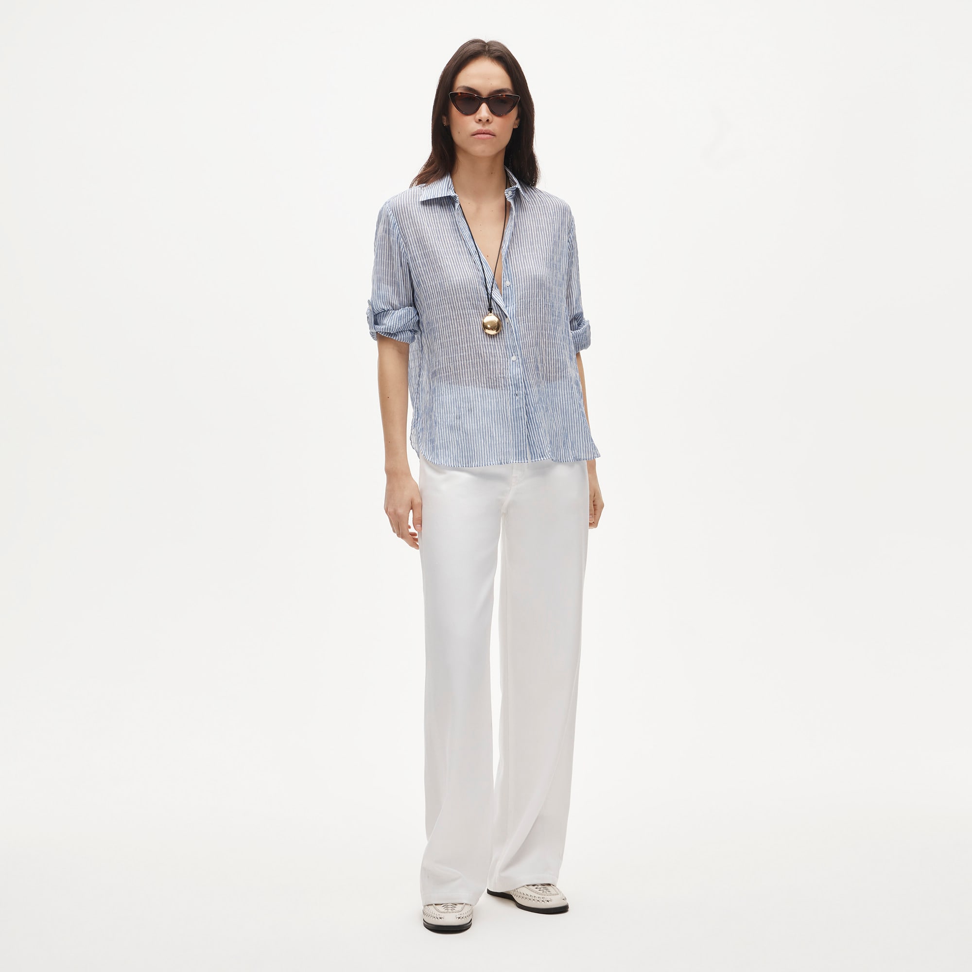 Jules classic-fit shirt in striped textured gauze - image 3