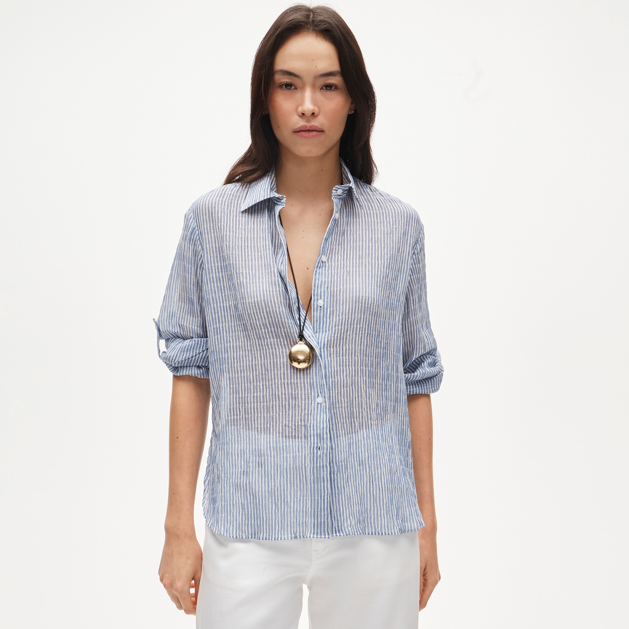 Jules classic-fit shirt in striped textured gauze - image 2