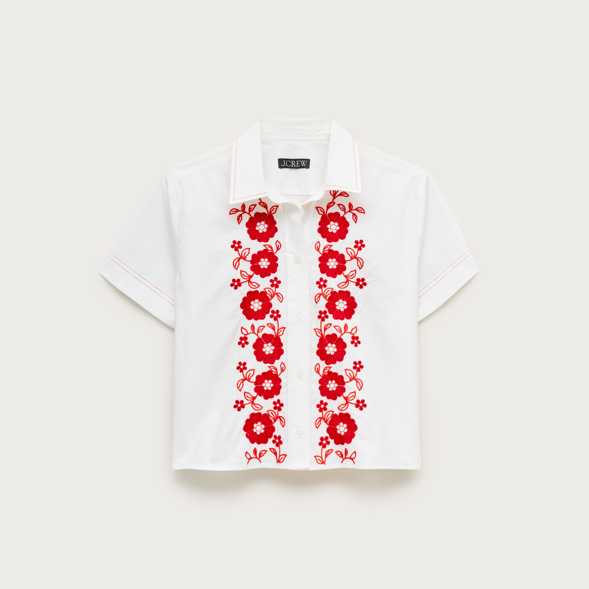 Gamine button-up shirt in embroidered floral