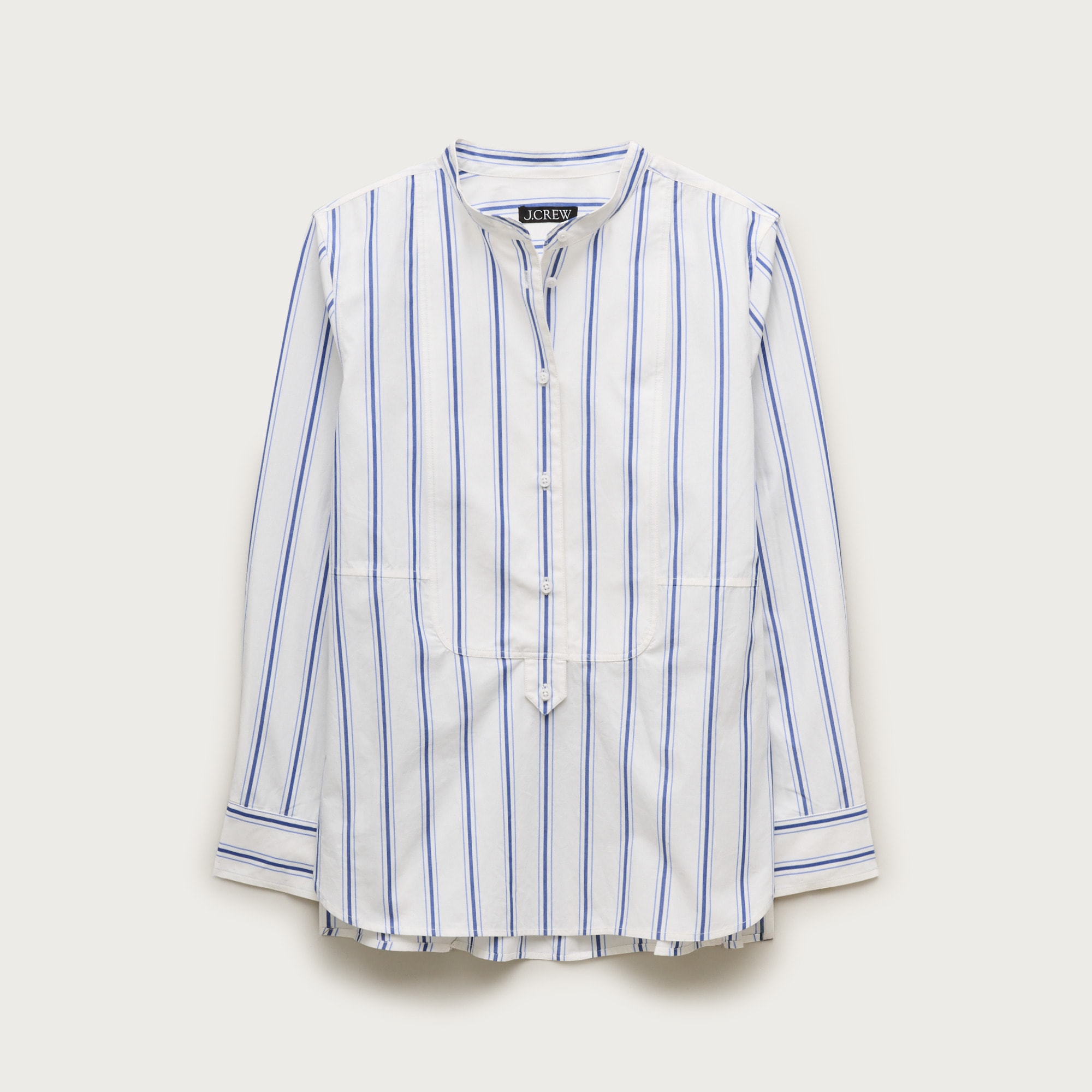Tuxedo-bib button-up shirt in striped cotton poplin from J.Crew - $102.50