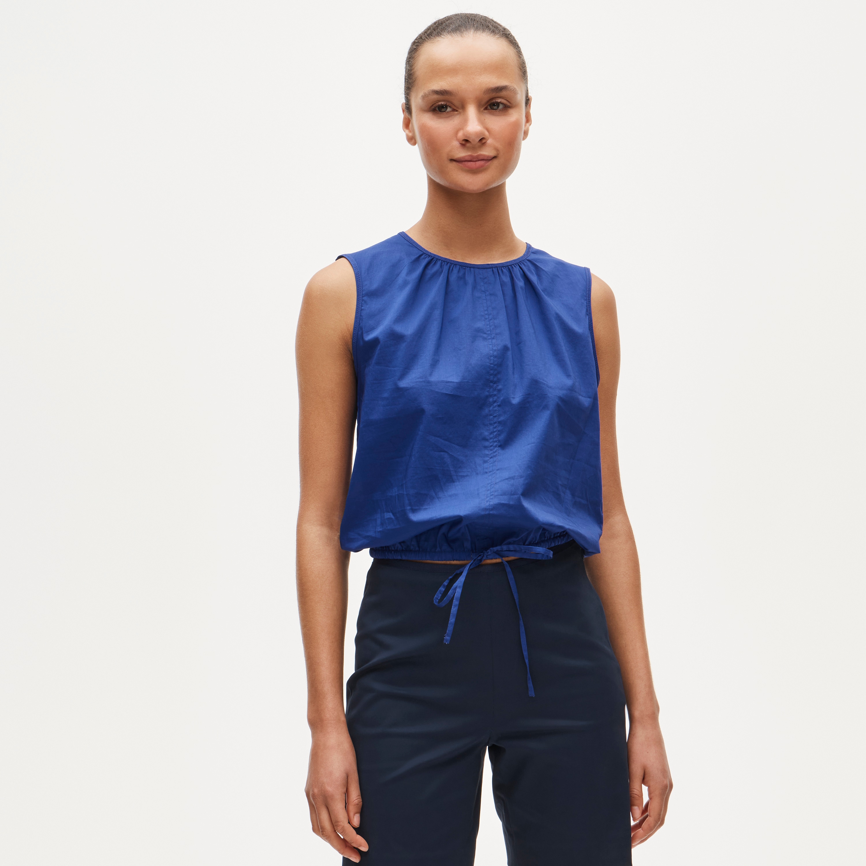 Drawstring-waist tank top in sateen - image 3