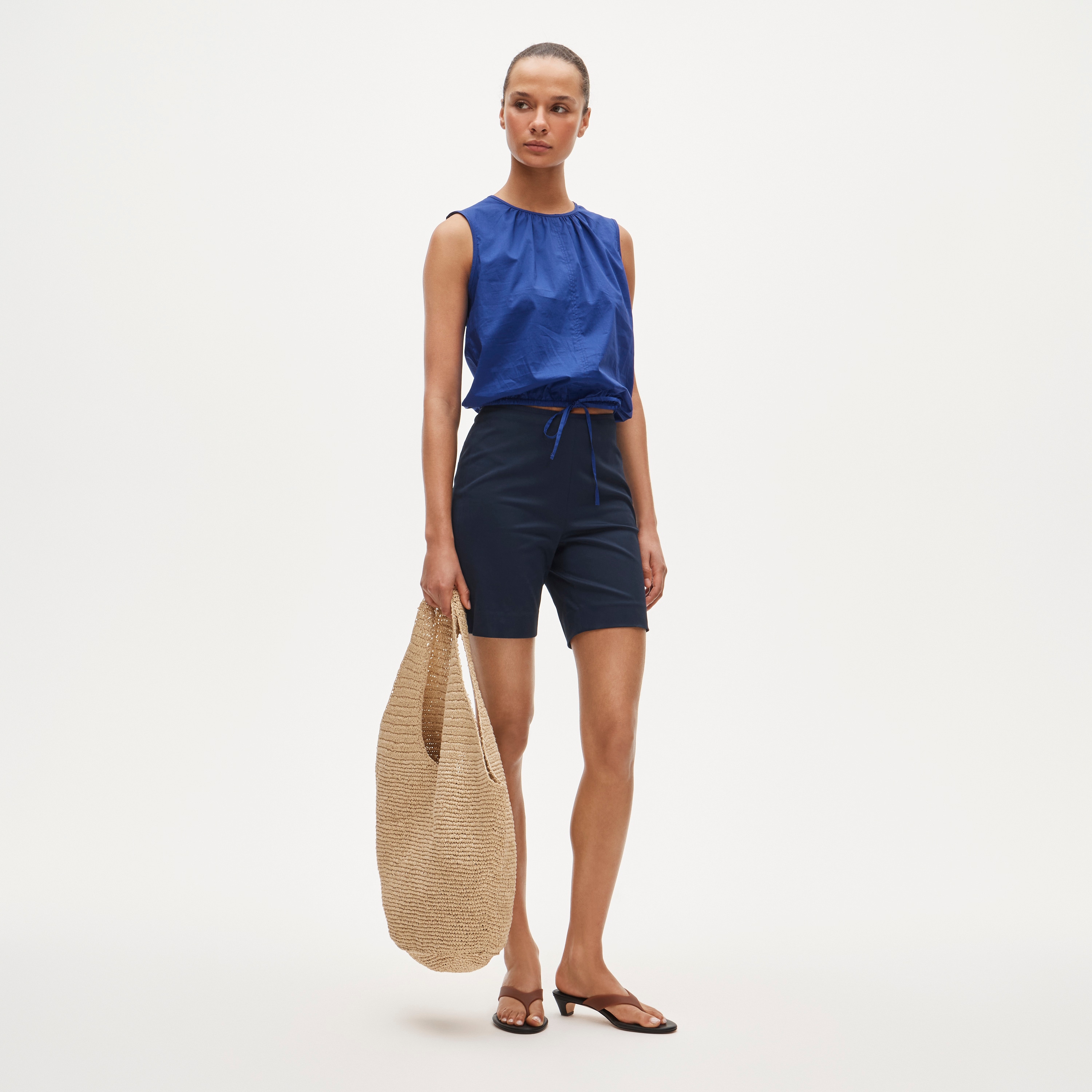 Drawstring-waist tank top in sateen - image 2