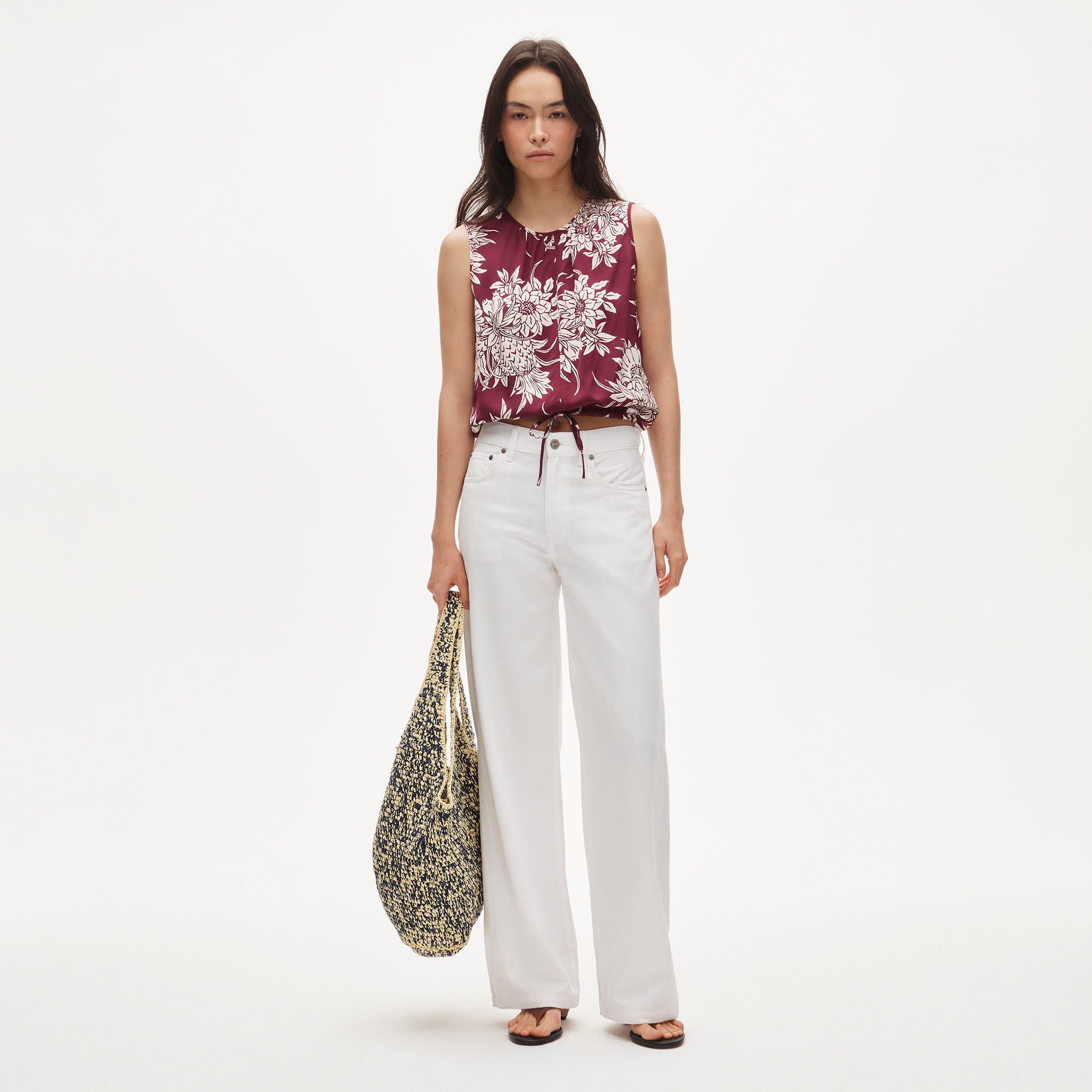 Drawstring-waist tank top in pineapple garden sateen - image 3