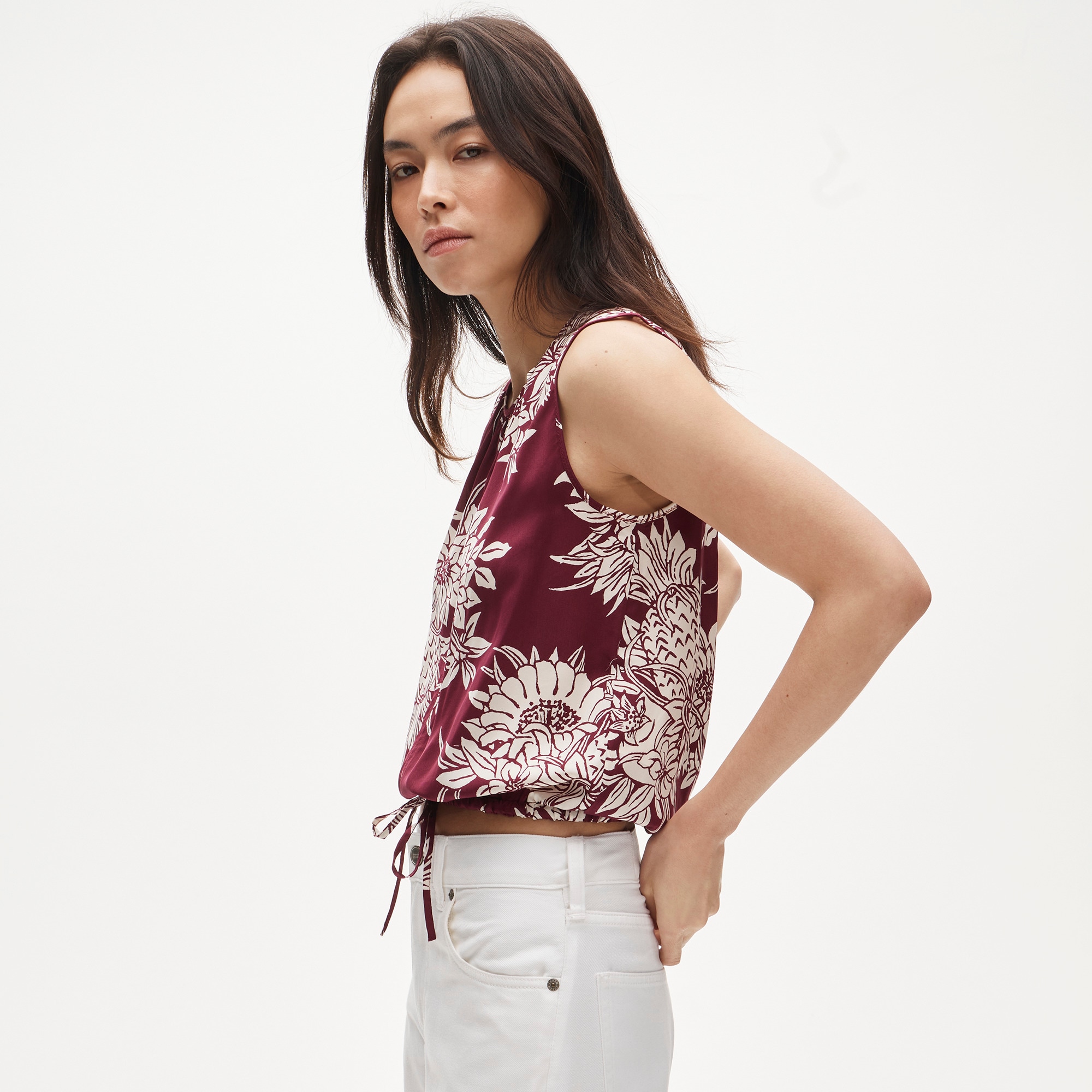 Drawstring-waist tank top in pineapple garden sateen - image 4