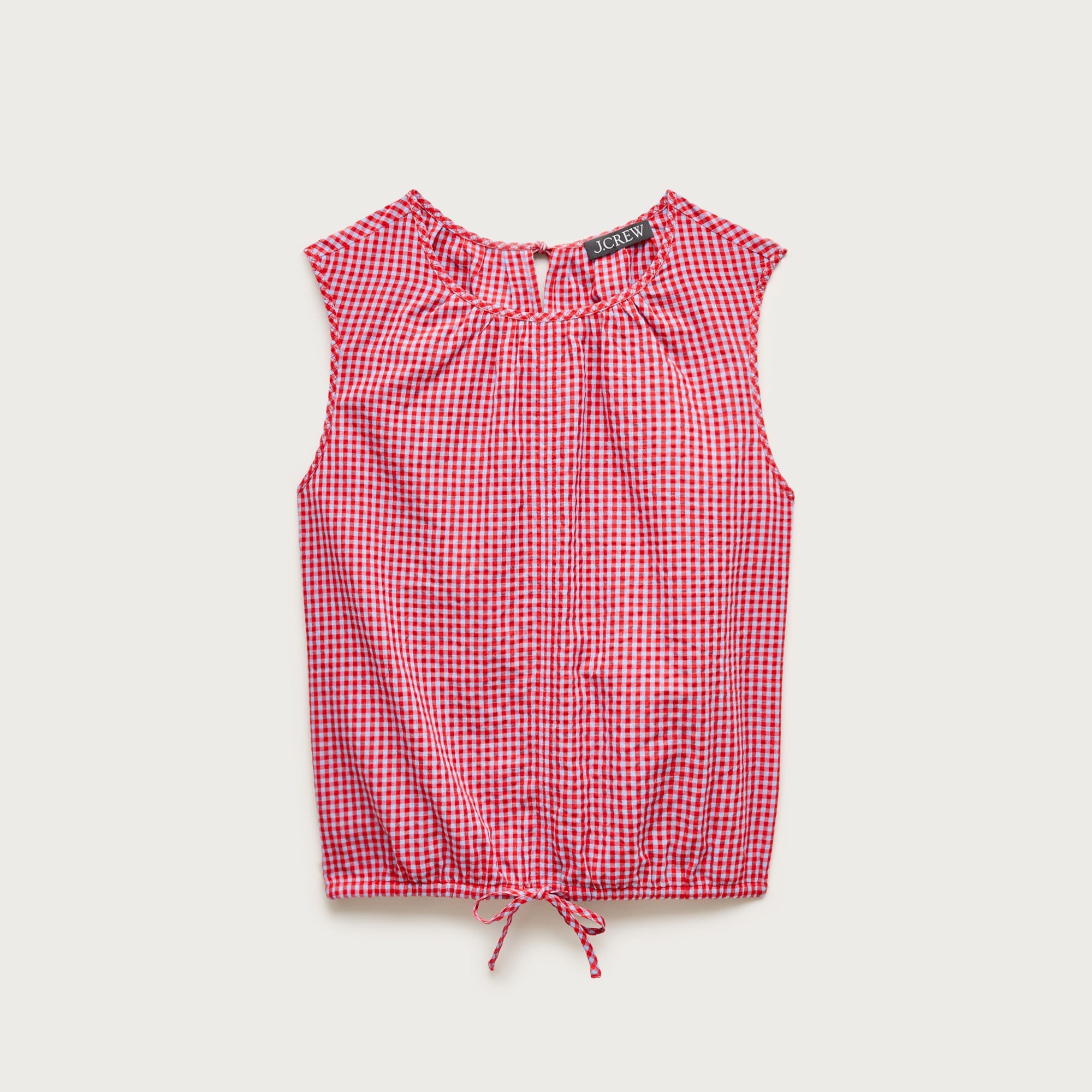 Drawstring-waist tank top in gingham dobby from J.Crew - $110