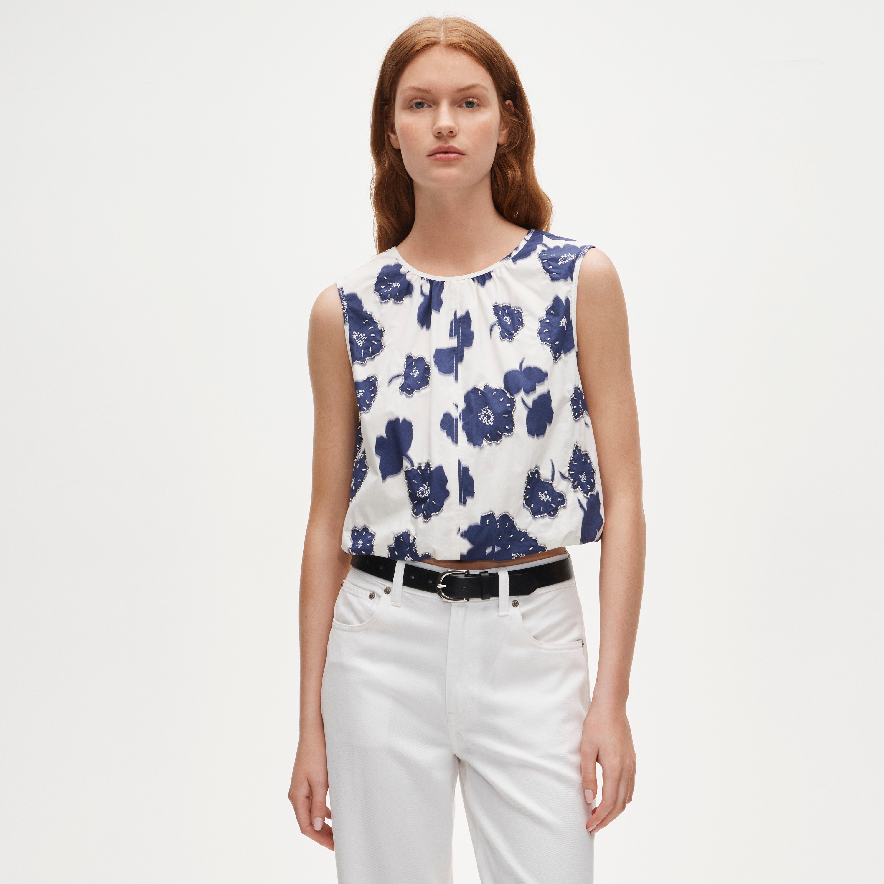 Drawstring-waist Tank Top In Gingham Dobby For Women | J.Crew