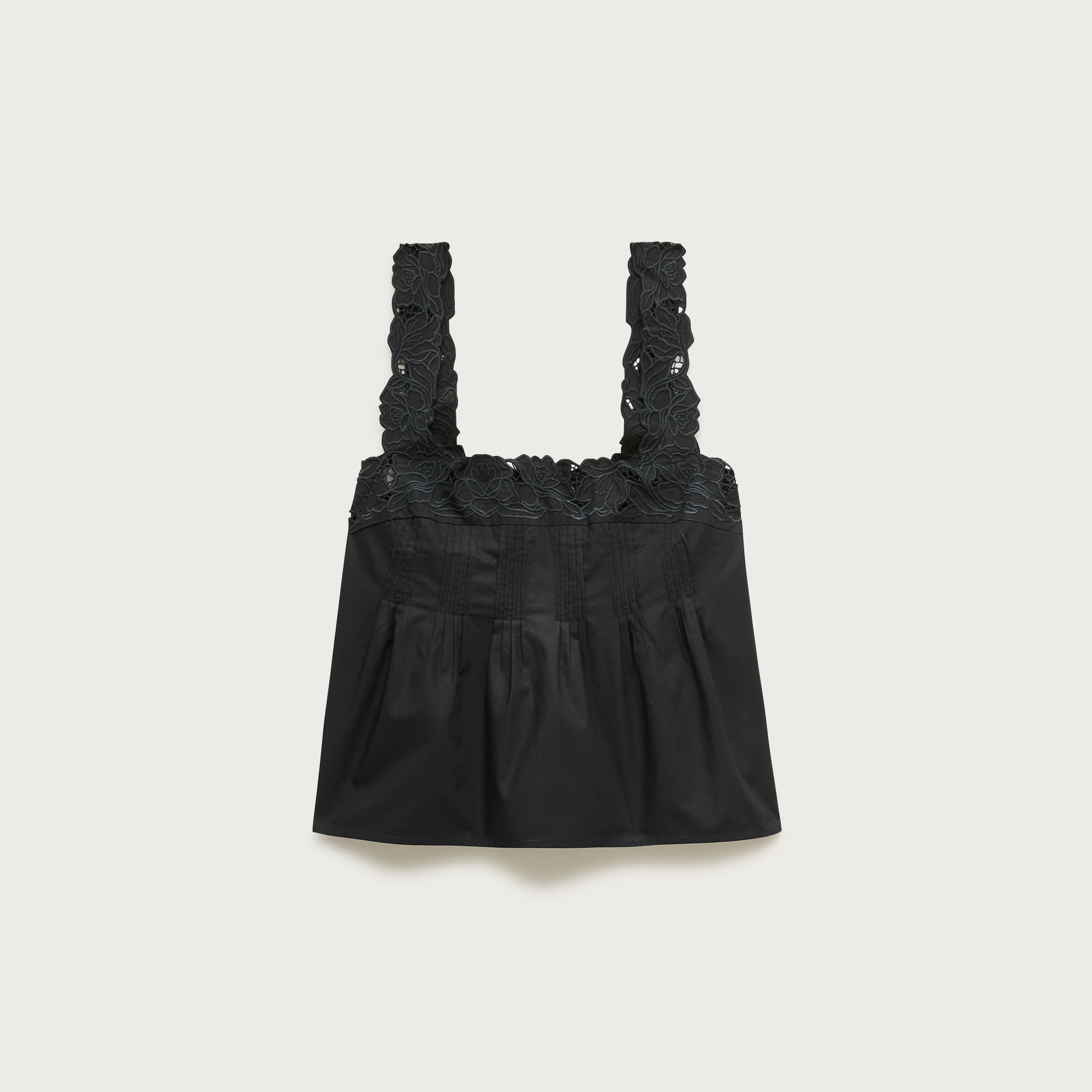 Lace-trim tank top in compact poplin from J.Crew - $98