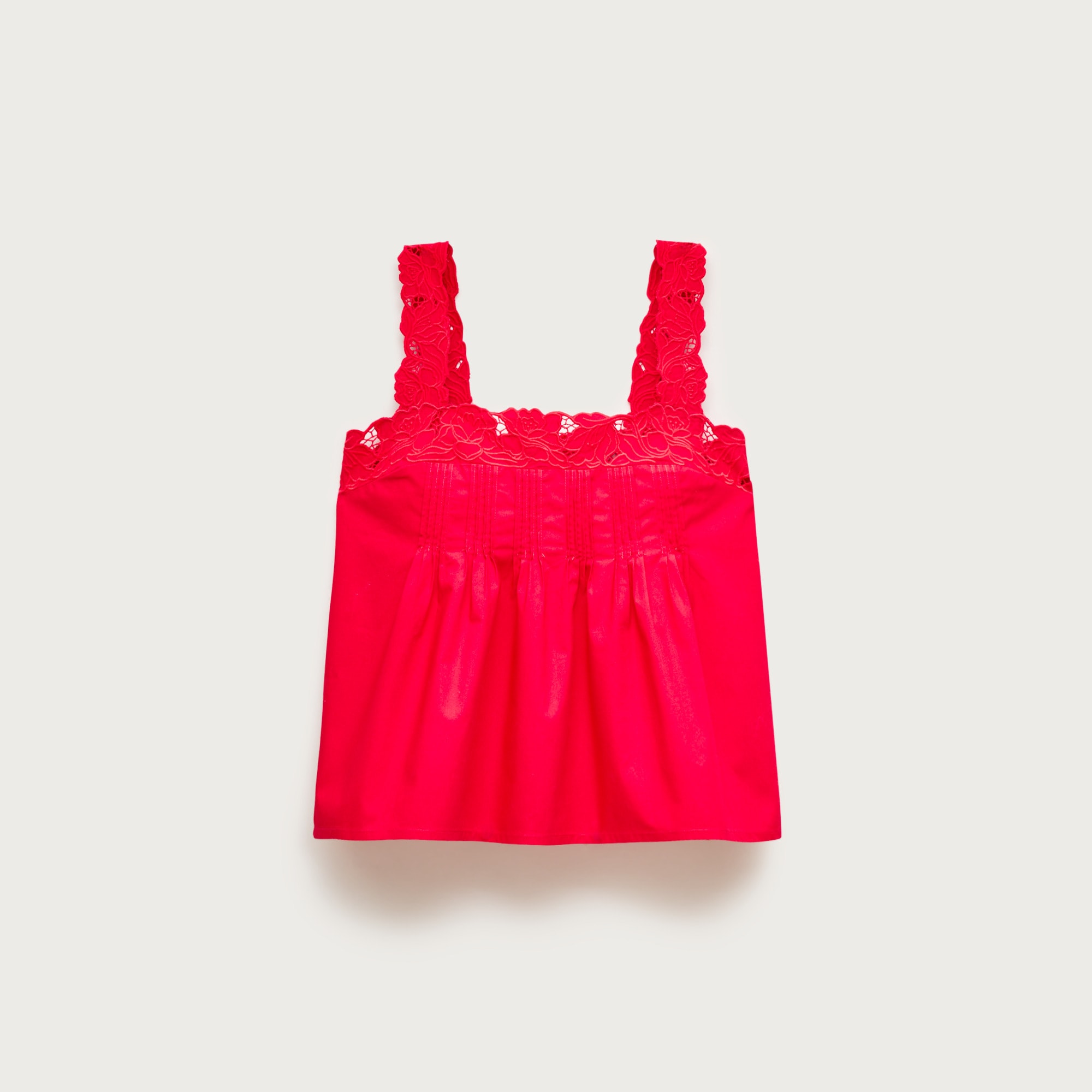 Lace-trim Tank Top In Compact Poplin For Women | J.Crew