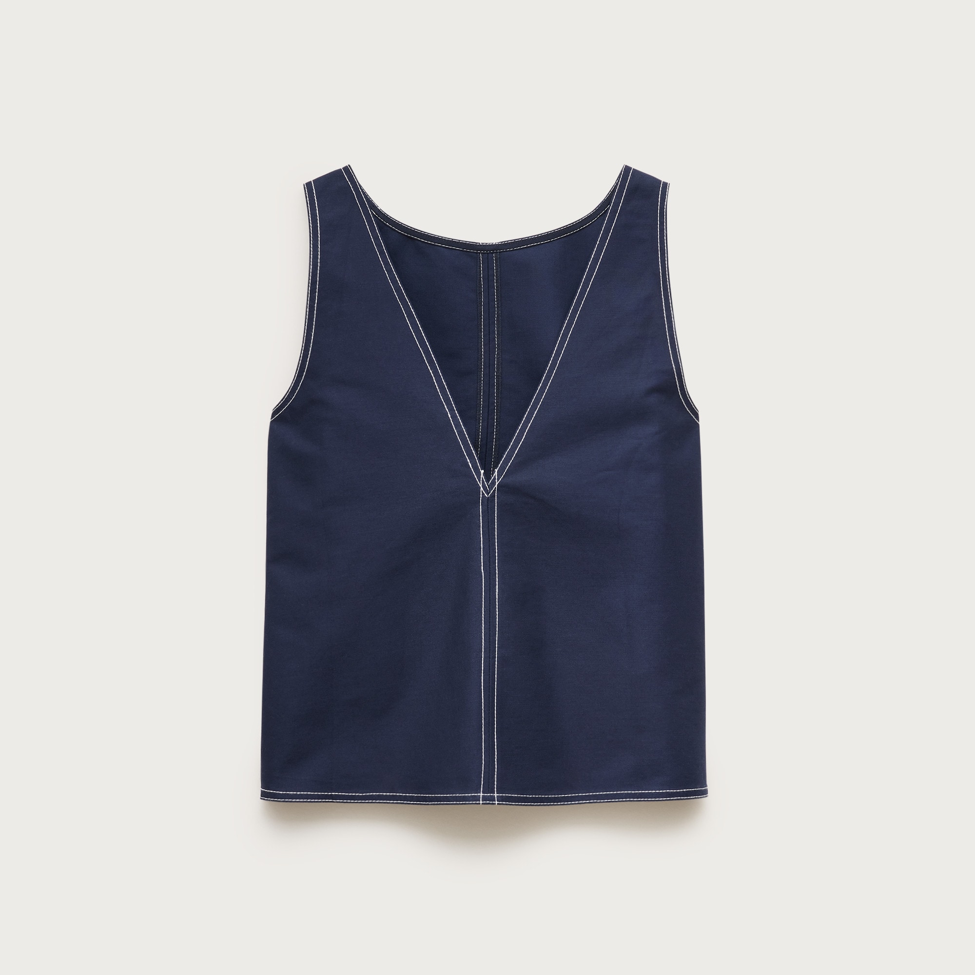 Contrast-stitch shell top in double cotton poplin