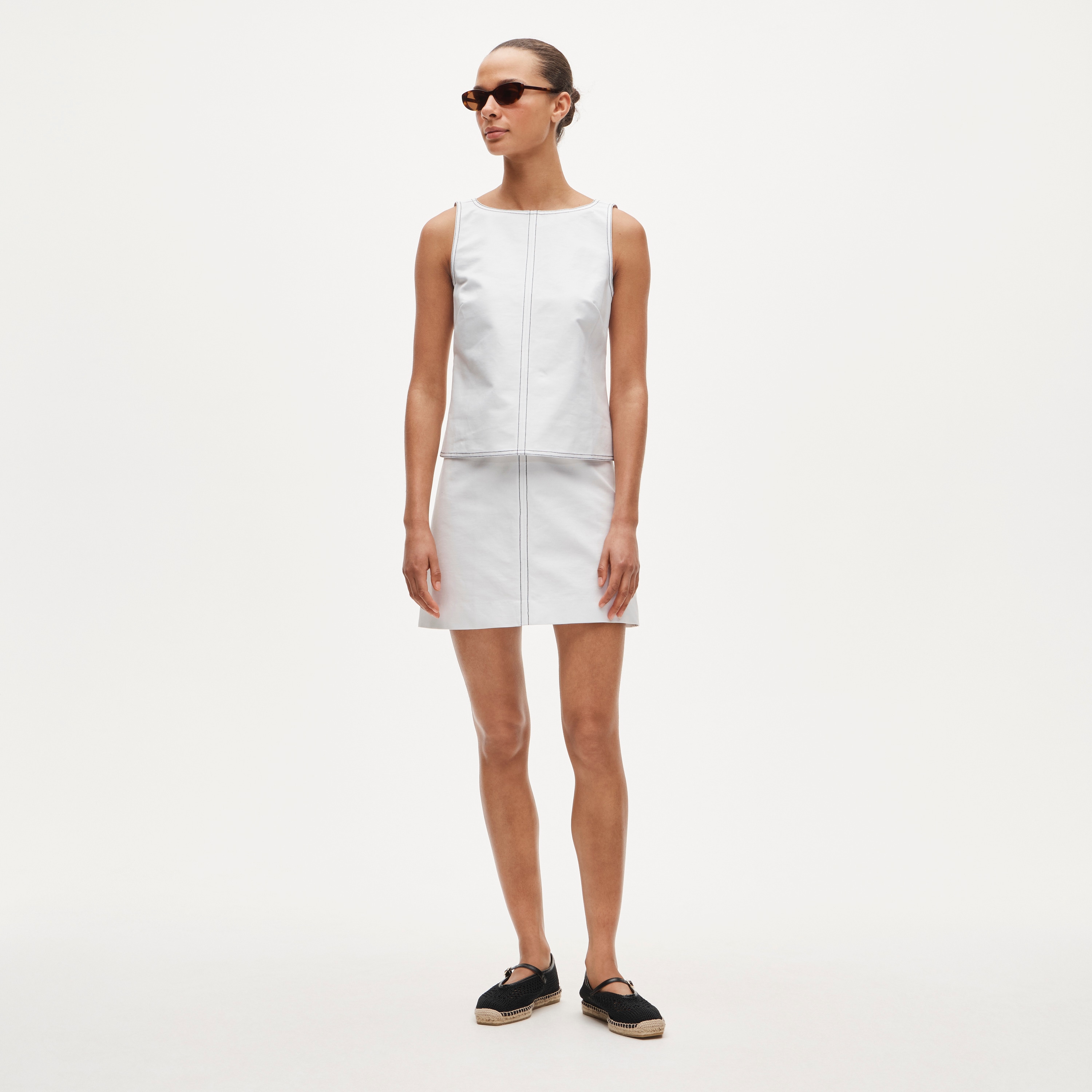 Contrast-stitch shell top in double cotton poplin - image 3