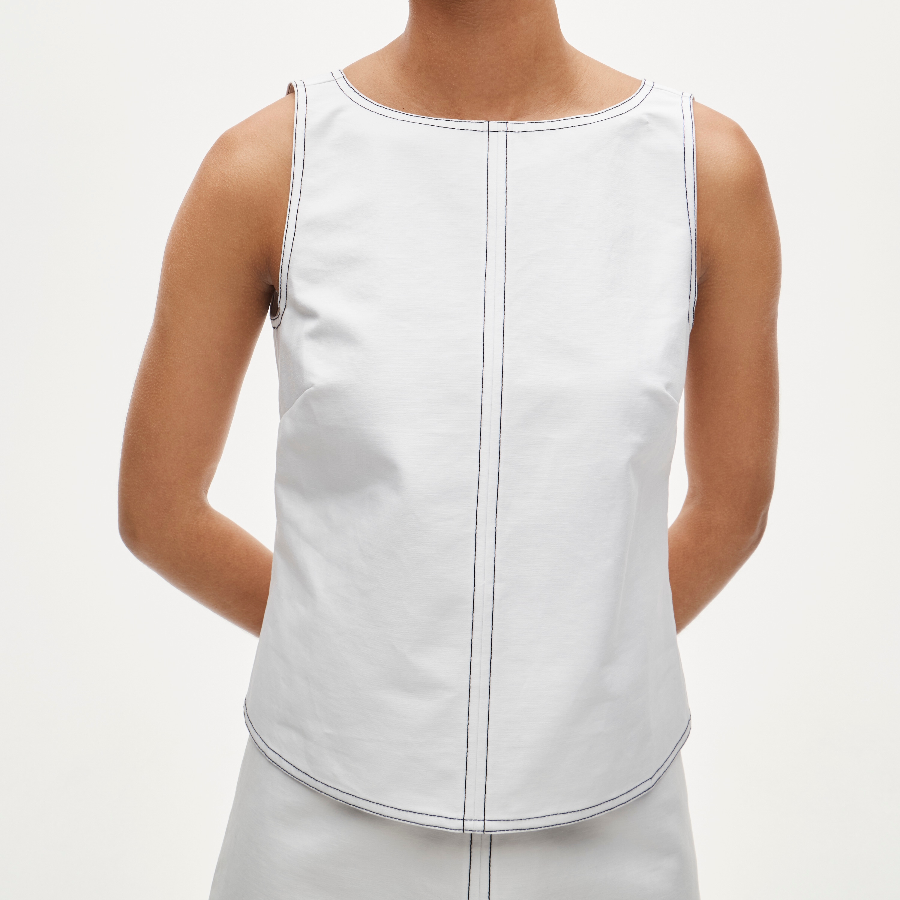 Contrast-stitch shell top in double cotton poplin - image 4